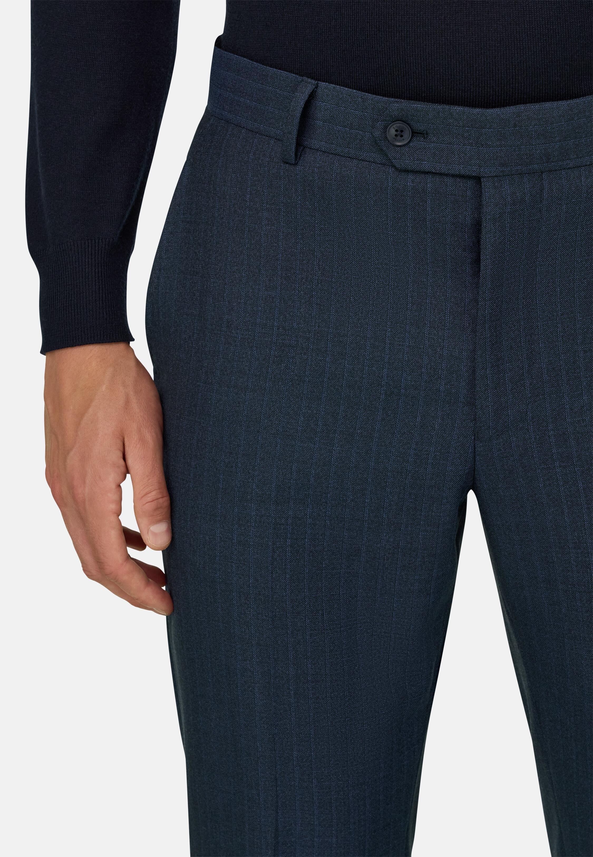 Suit in Super 130 Wool Pinstripe, Blue, Blue, large image number 1