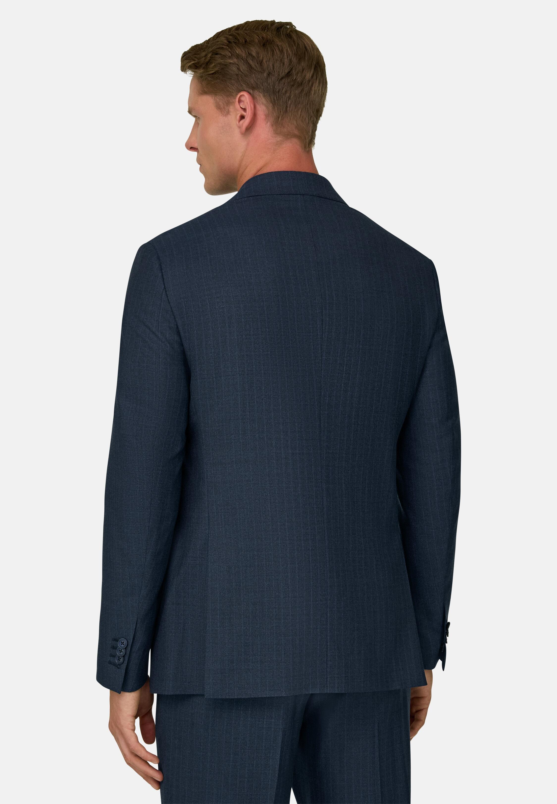 Suit in Super 130 Wool Pinstripe, Blue, Blue, large image number 3