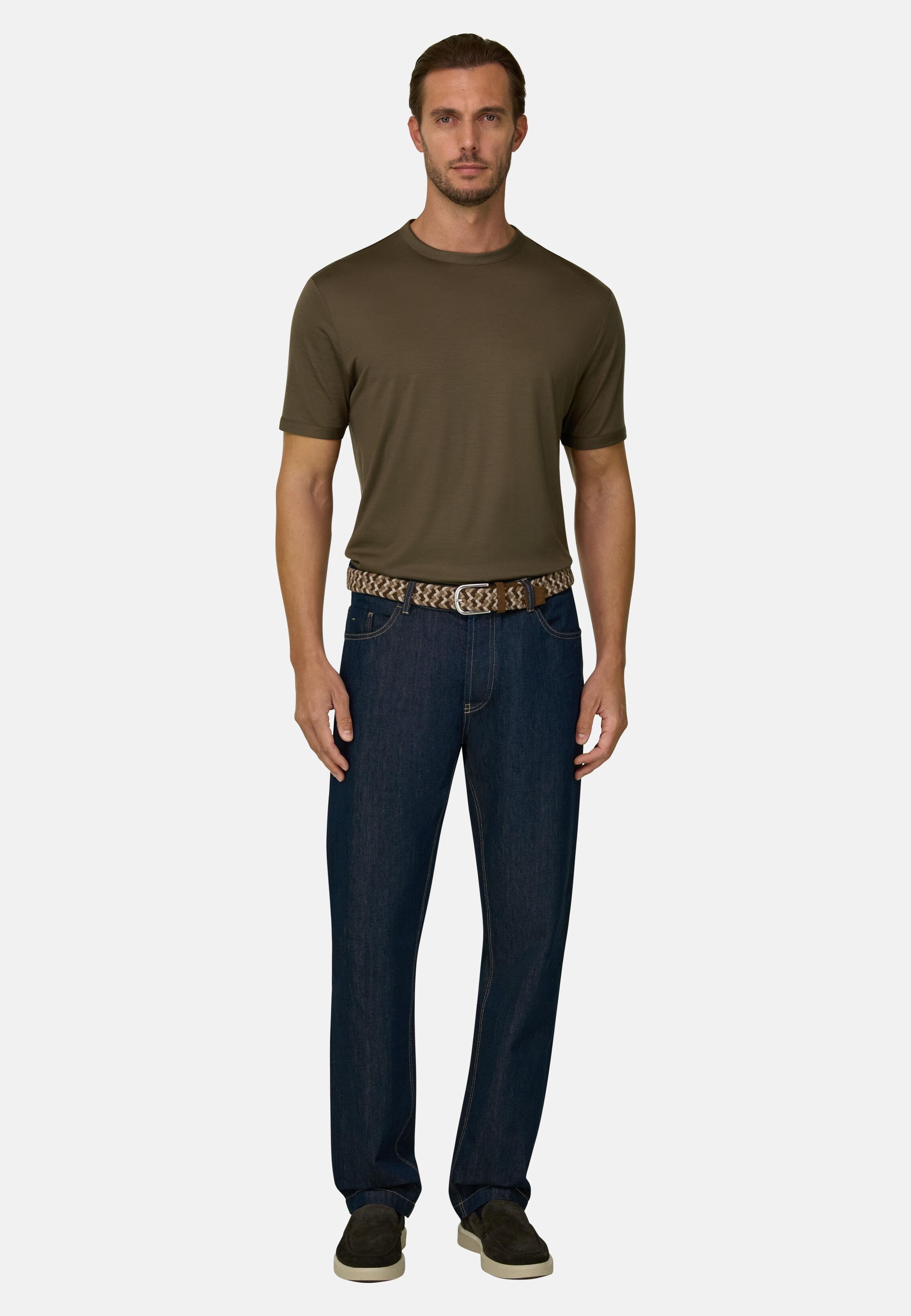 T-Shirt in Wool Jersey Wooltech, Taupe, Taupe, medium