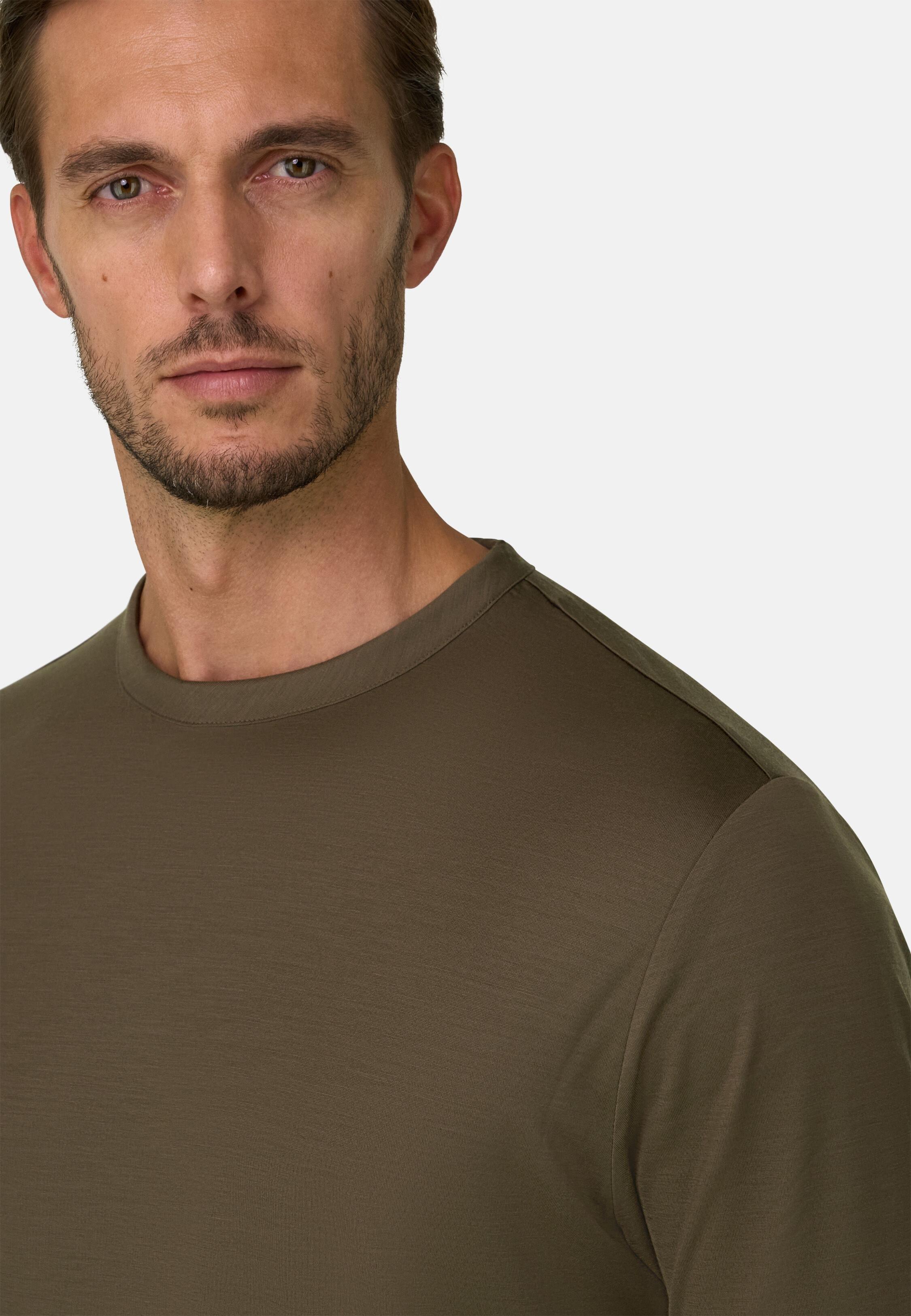 T-Shirt in Wool Jersey Wooltech, Taupe, Taupe, medium