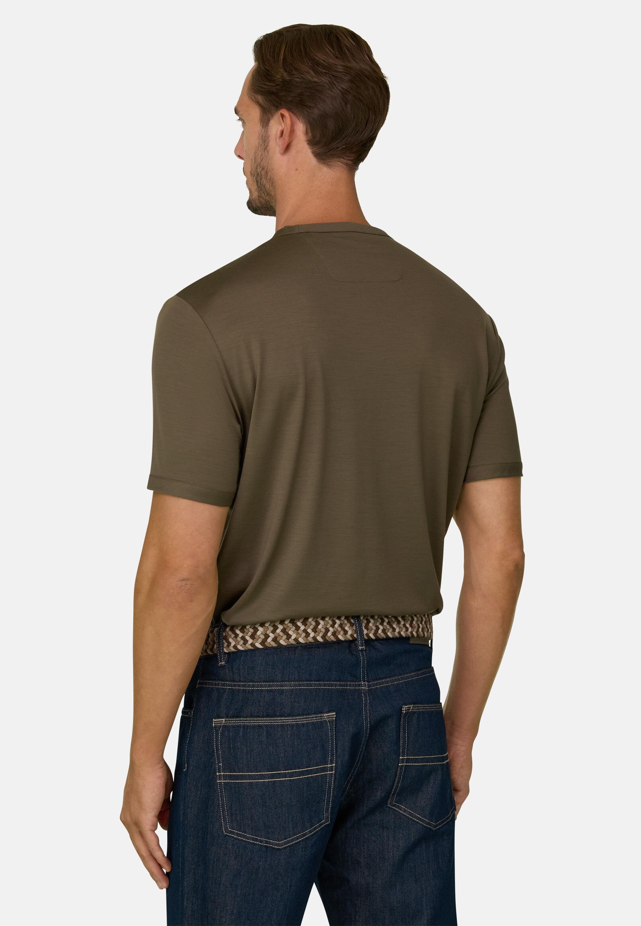 T-Shirt in Wool Jersey Wooltech, Taupe, Taupe, medium