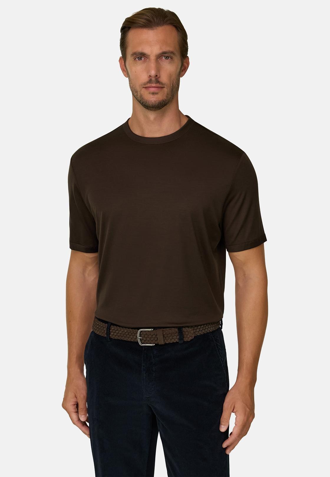 T-Shirt in Wool Jersey Wooltech Dark brown, Dark brown, large image number 0