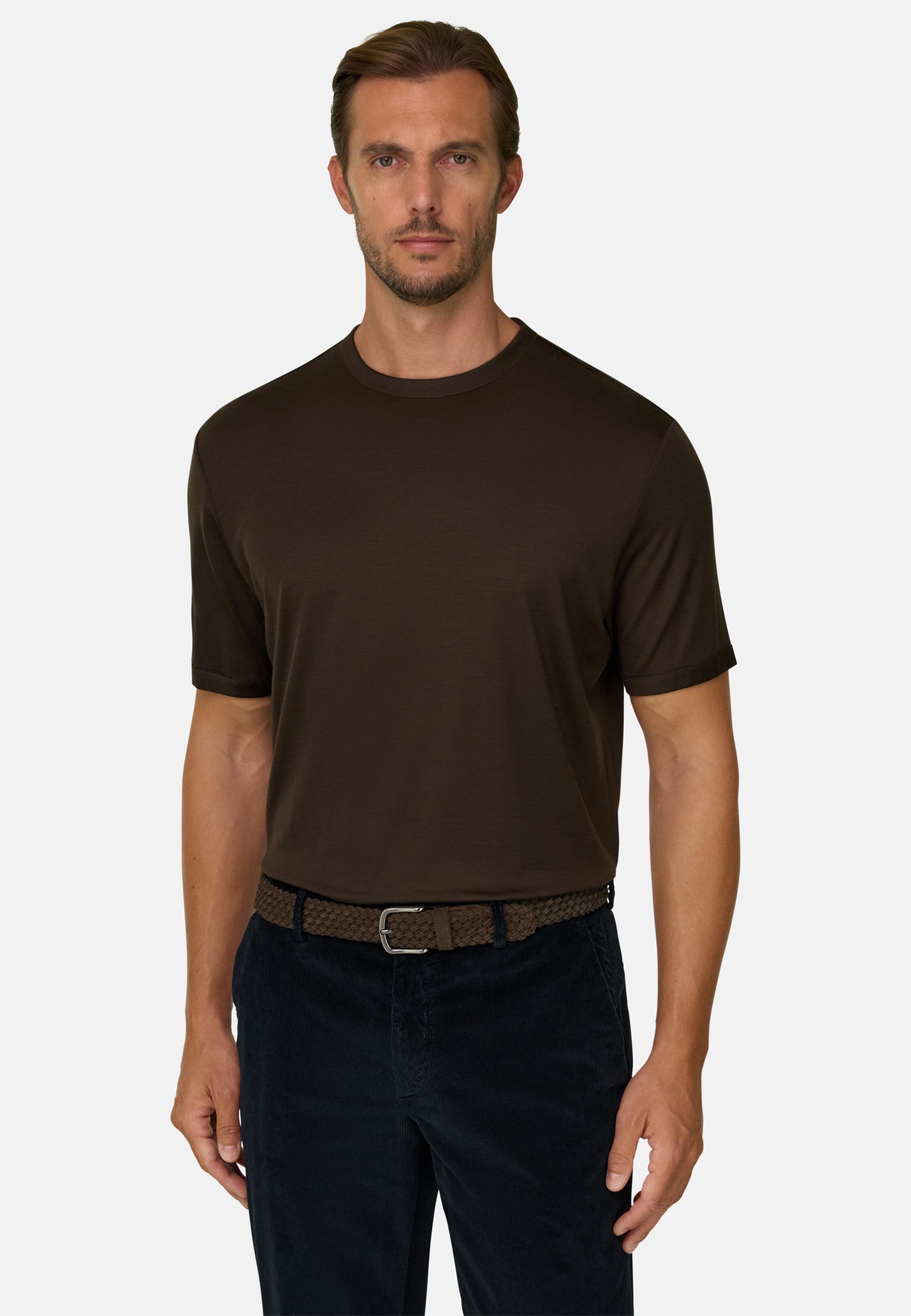 T-Shirt in Wool Jersey Wooltech Dark brown, Dark brown, medium