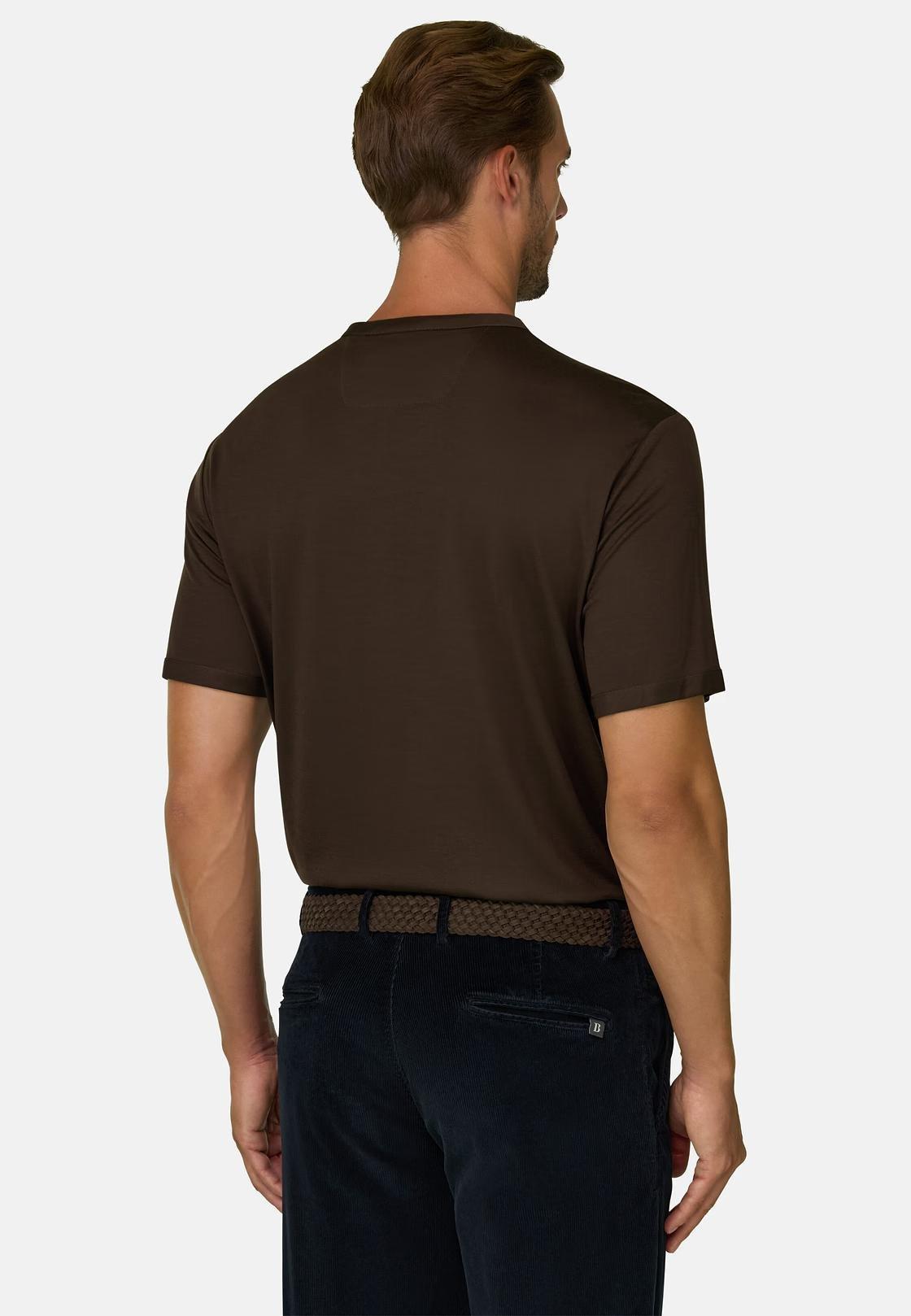 T-Shirt in Wool Jersey Wooltech Dark brown, Dark brown, medium