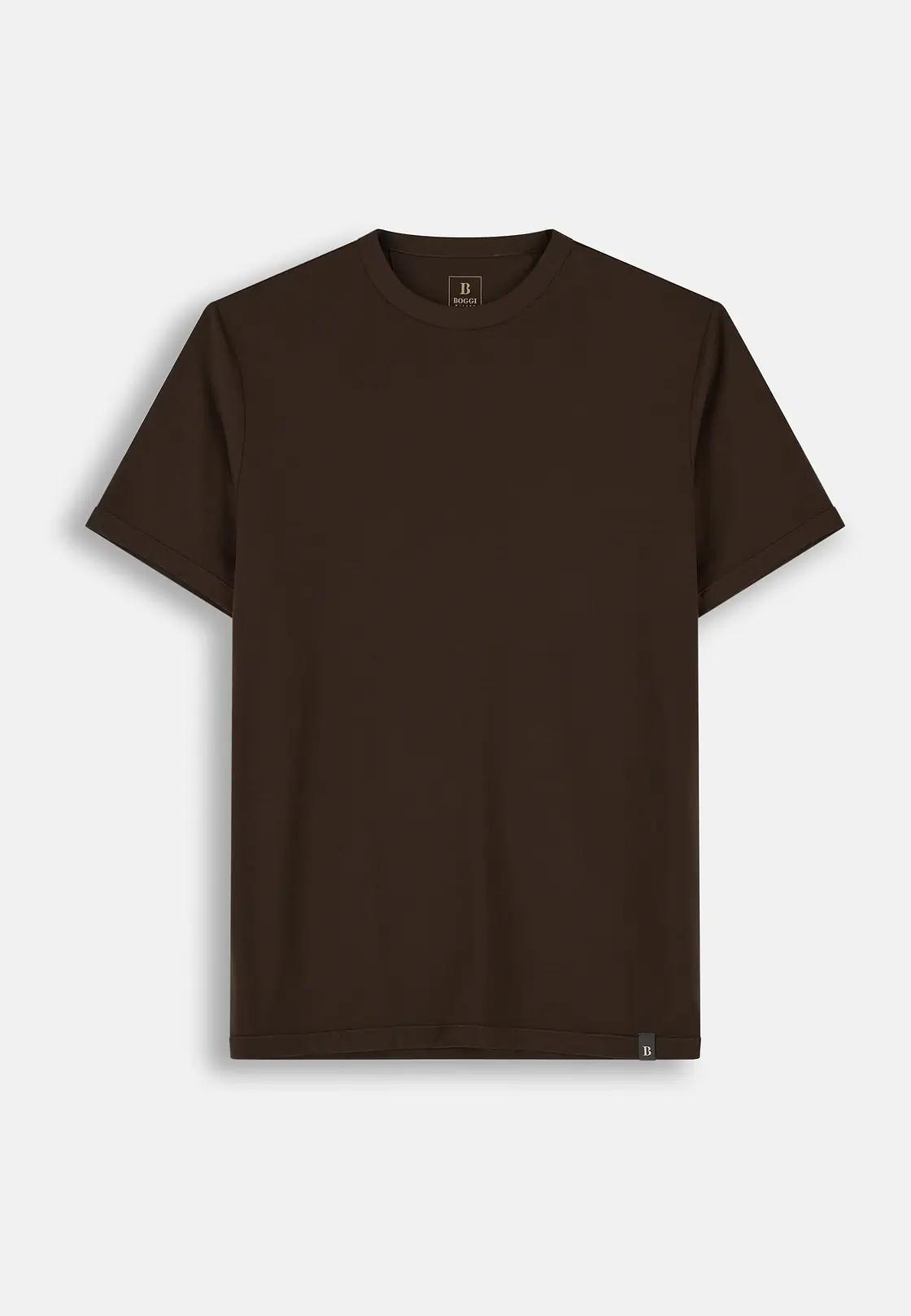 T-Shirt in Wool Jersey Wooltech Dark brown, Dark brown, large image number 7
