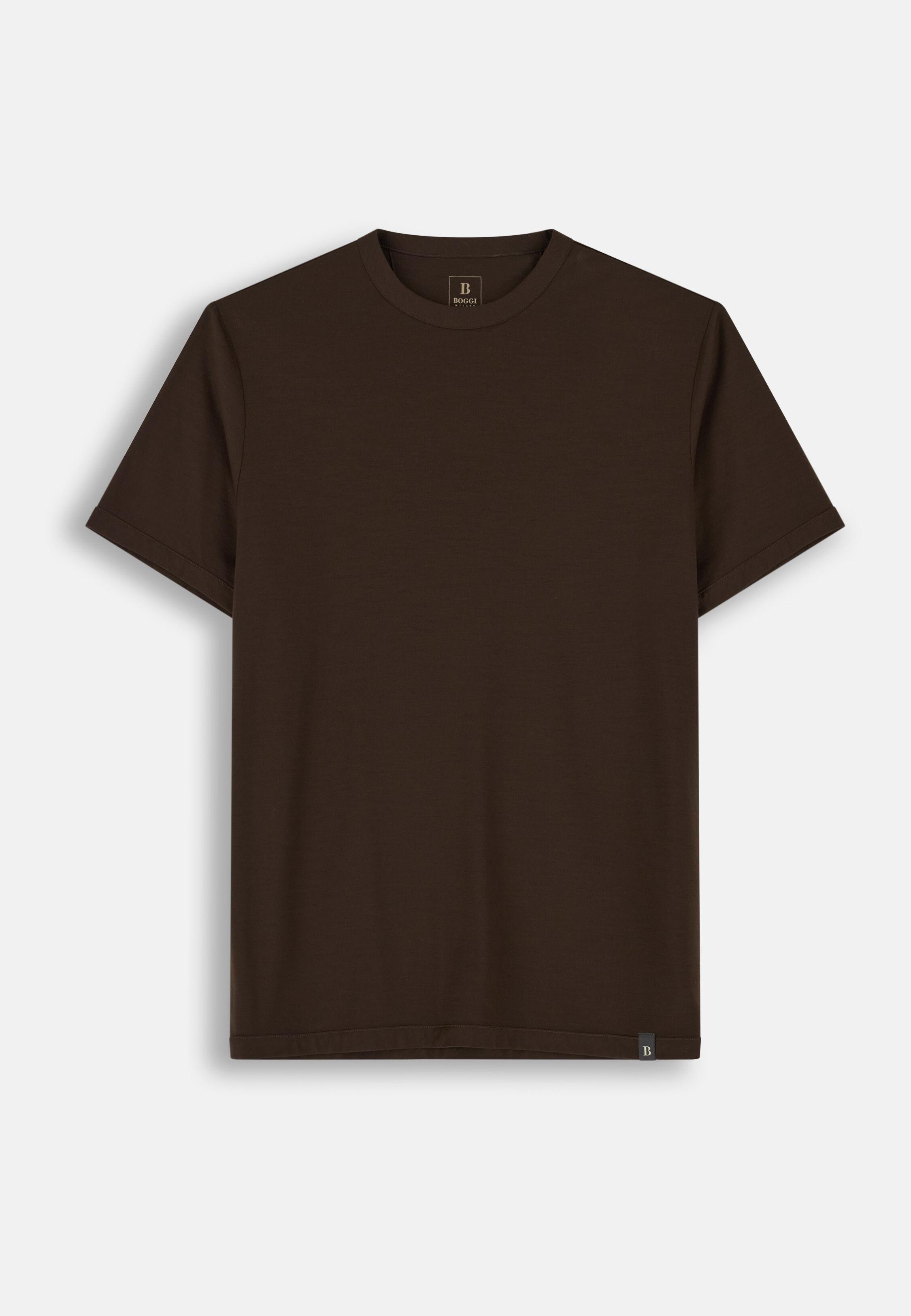 T-Shirt in Wool Jersey Wooltech Dark brown, Dark brown, large image number 8