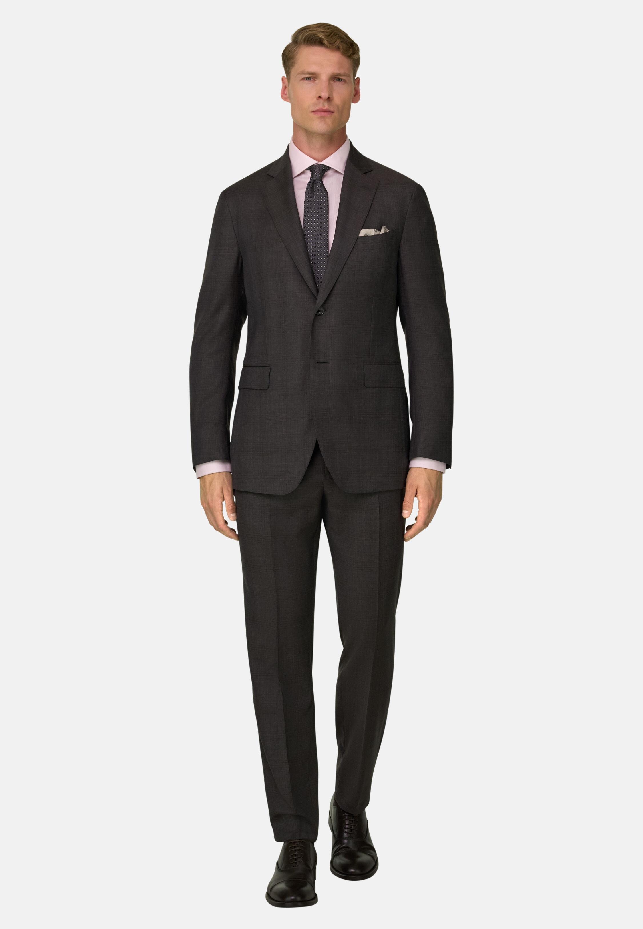 Suit Prince of Wales Check in Superfine Wool, Dark Grey, Dark Grey, medium