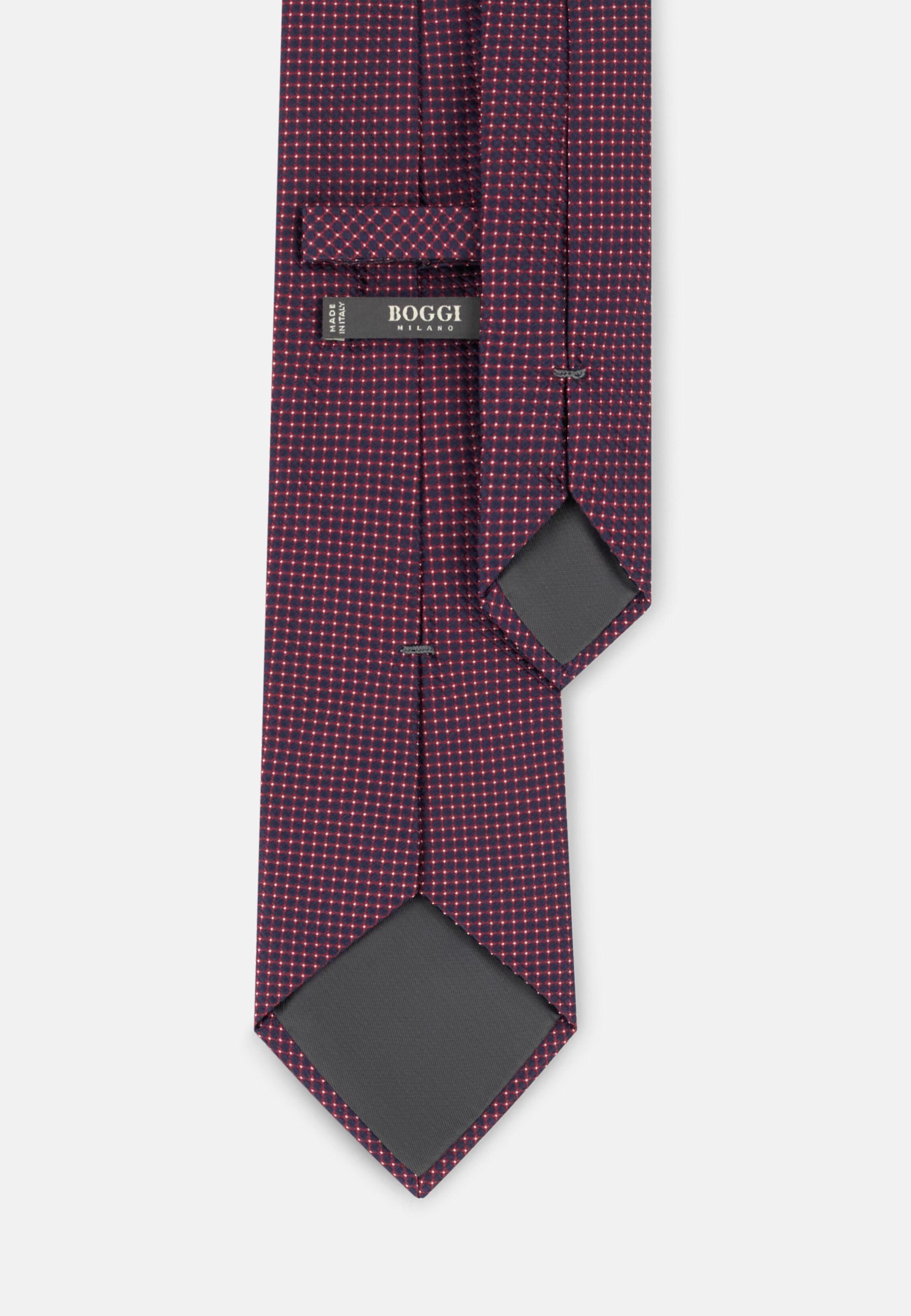 Tie Jacquard Geometric Motif Silk Red, Red, medium