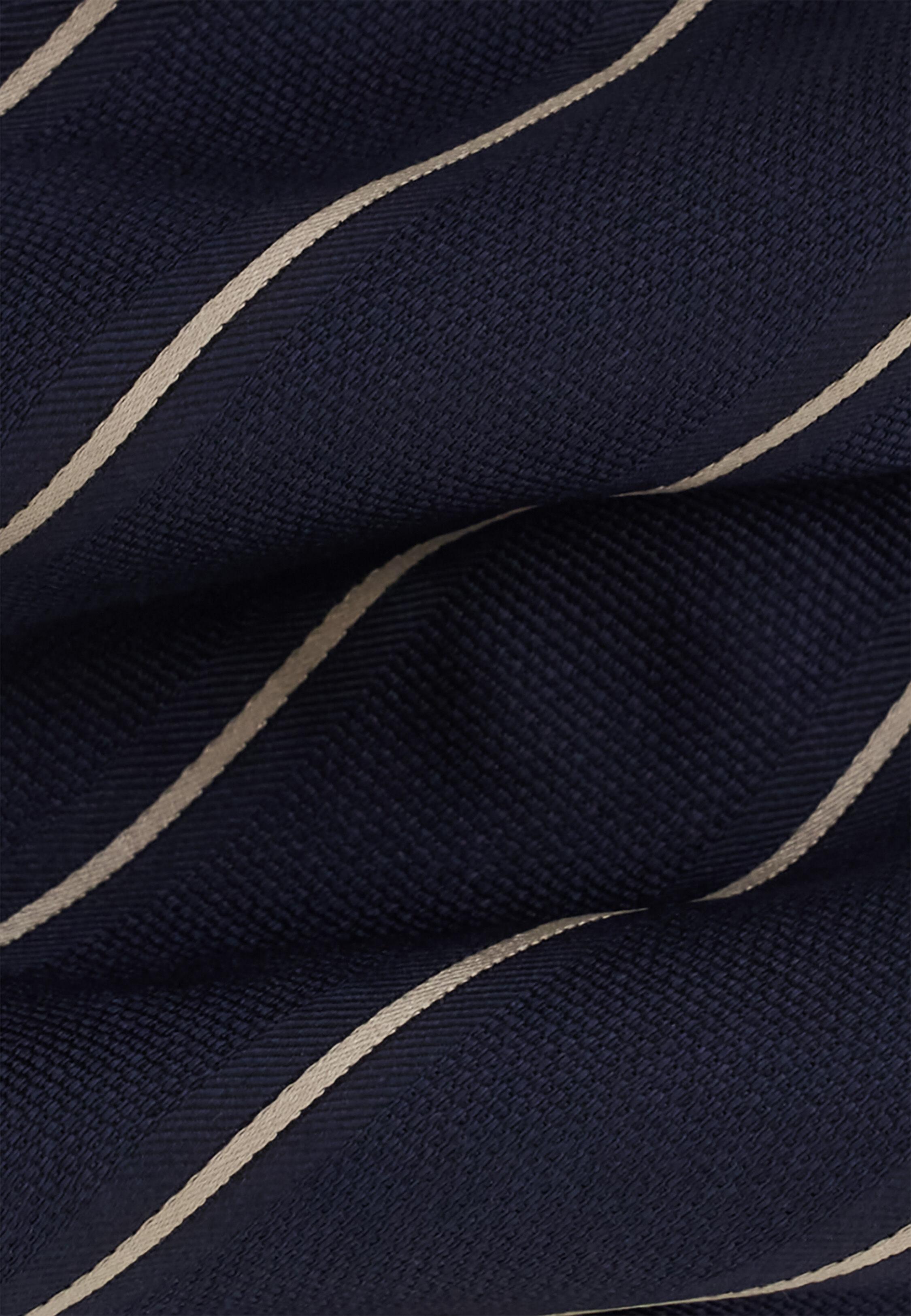 Tie Jacquard Striped Motif in Silk Navy blue, Navy blue, large image number 0