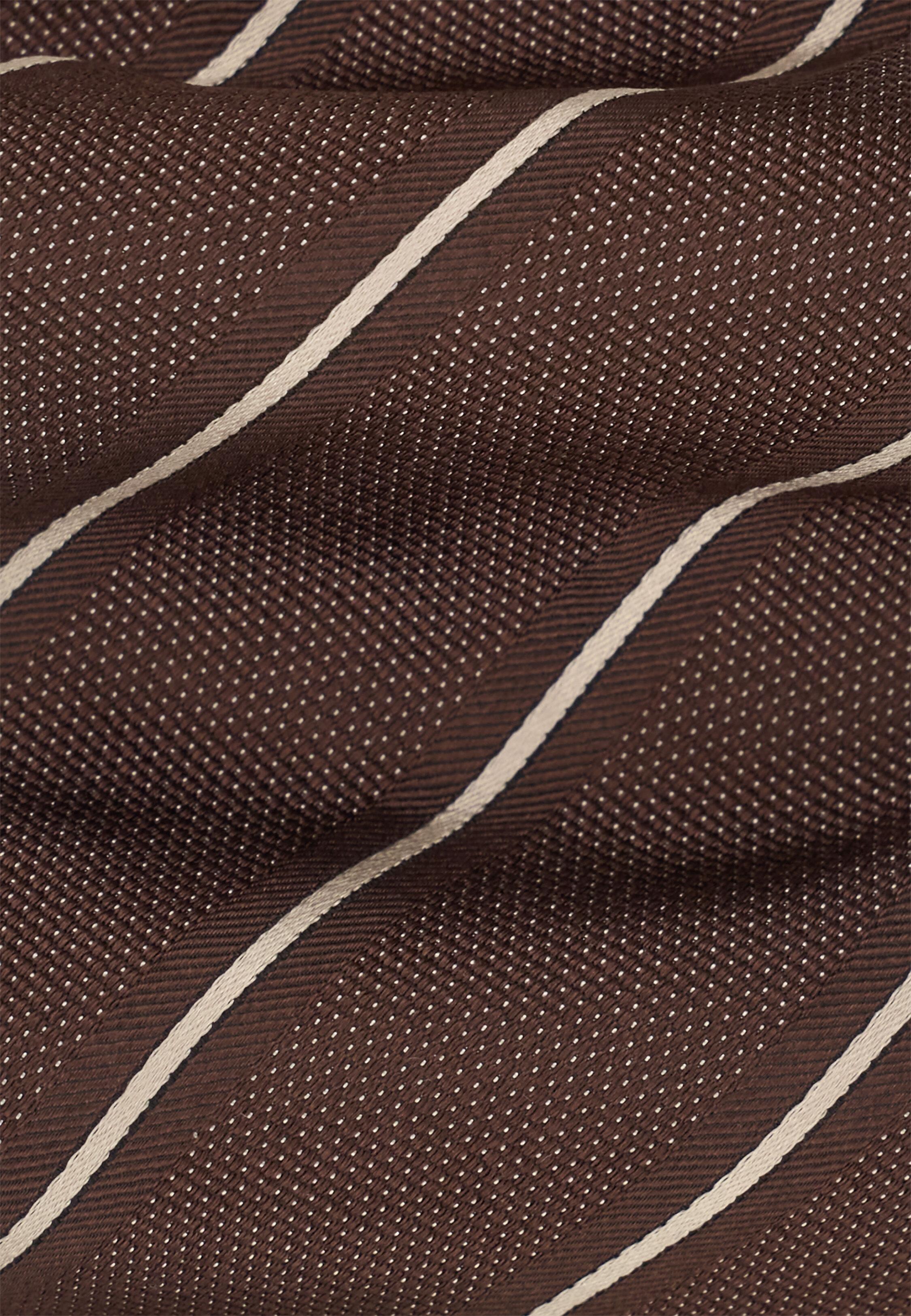 Tie Jacquard Striped Motif in Silk Brown, Brown, medium