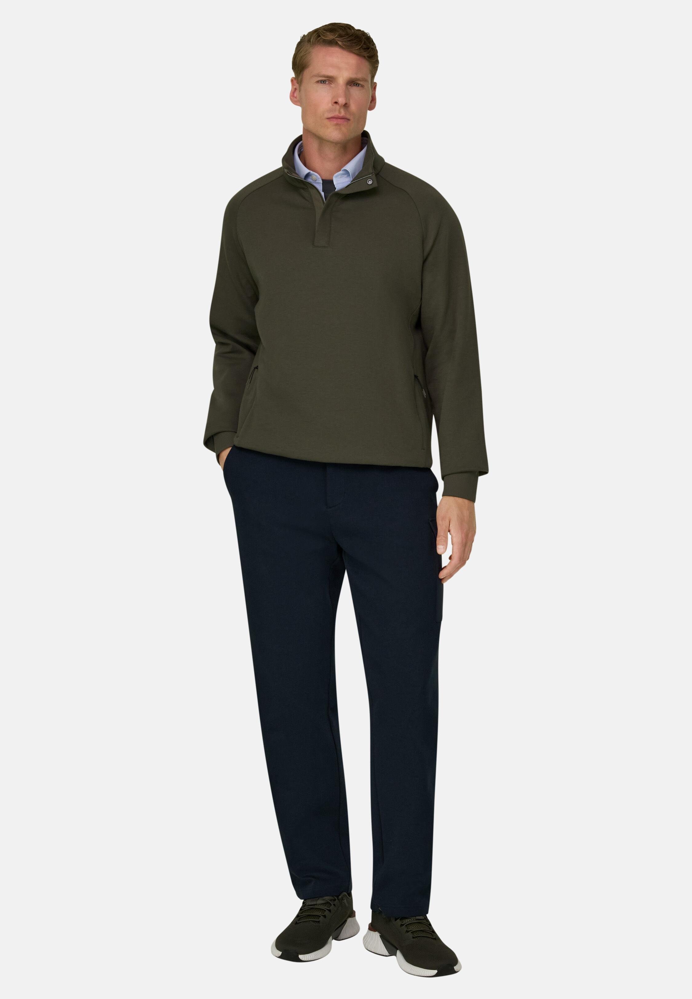 سويت شيرت بسحاب ربع من مزيج القطن سكوبا B Tech أخضر عسكري, Military Green, medium