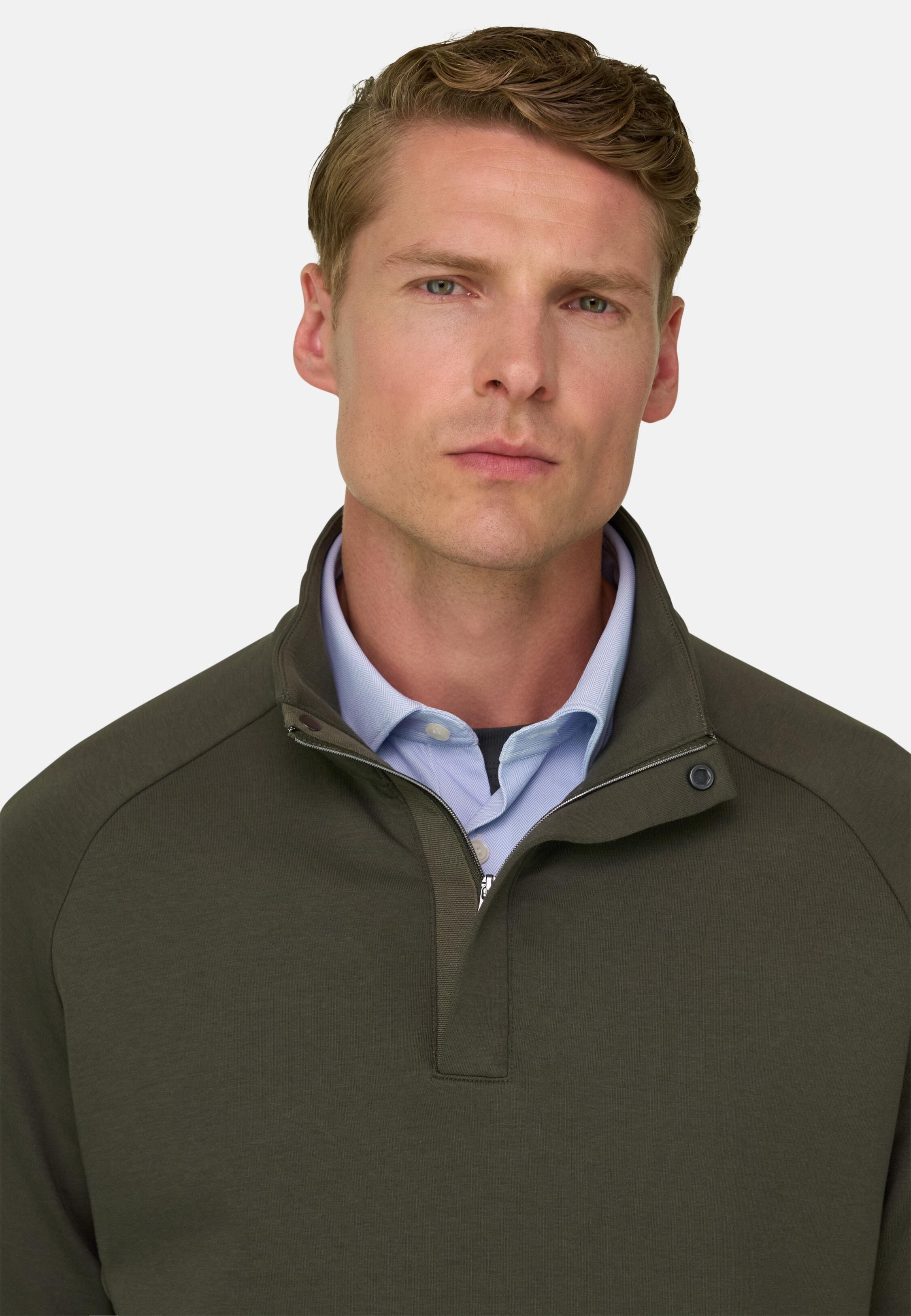 سويت شيرت بسحاب ربع من مزيج القطن سكوبا B Tech أخضر عسكري, Military Green, large image number 1