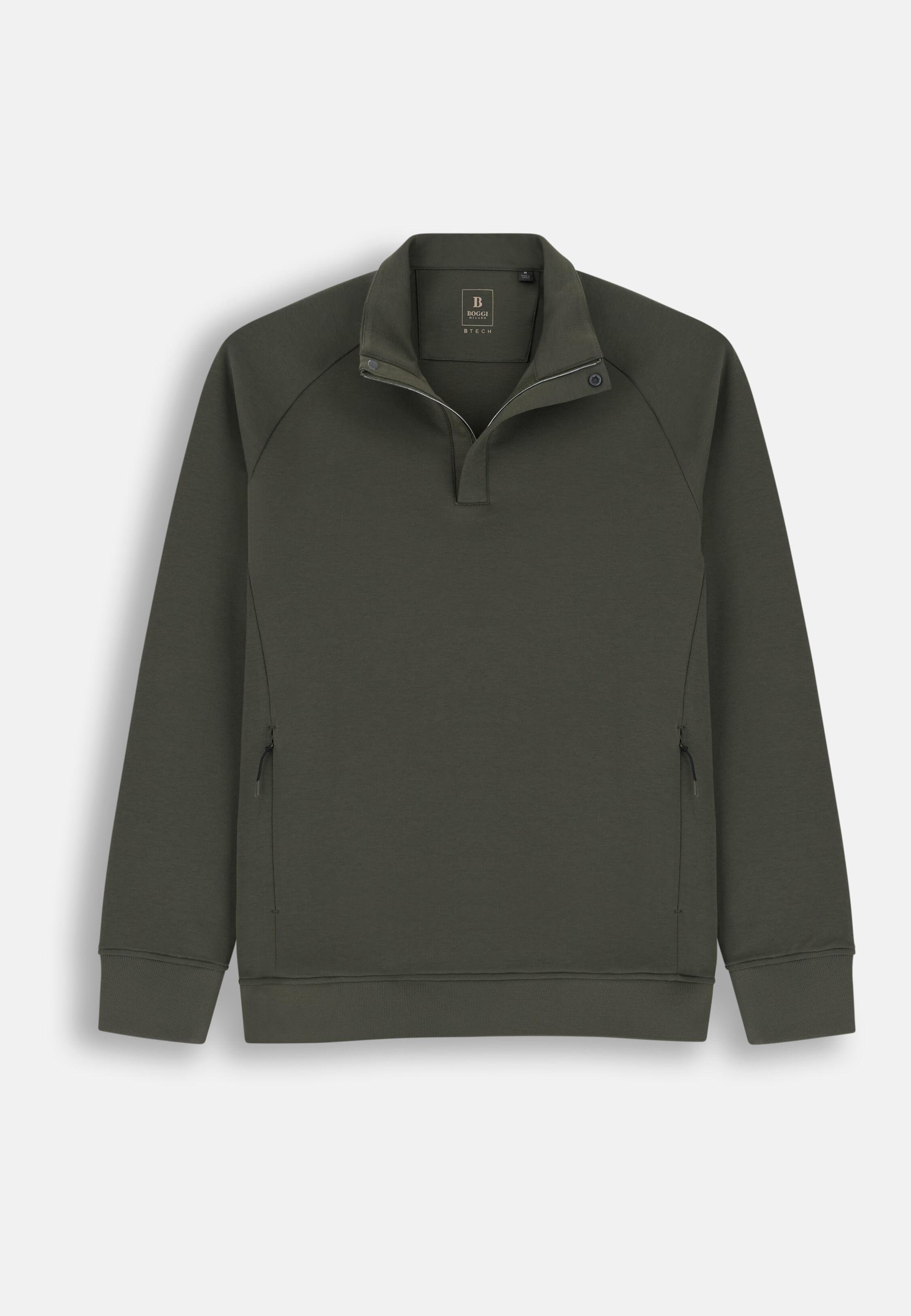 سويت شيرت بسحاب ربع من مزيج القطن سكوبا B Tech أخضر عسكري, Military Green, large image number 3