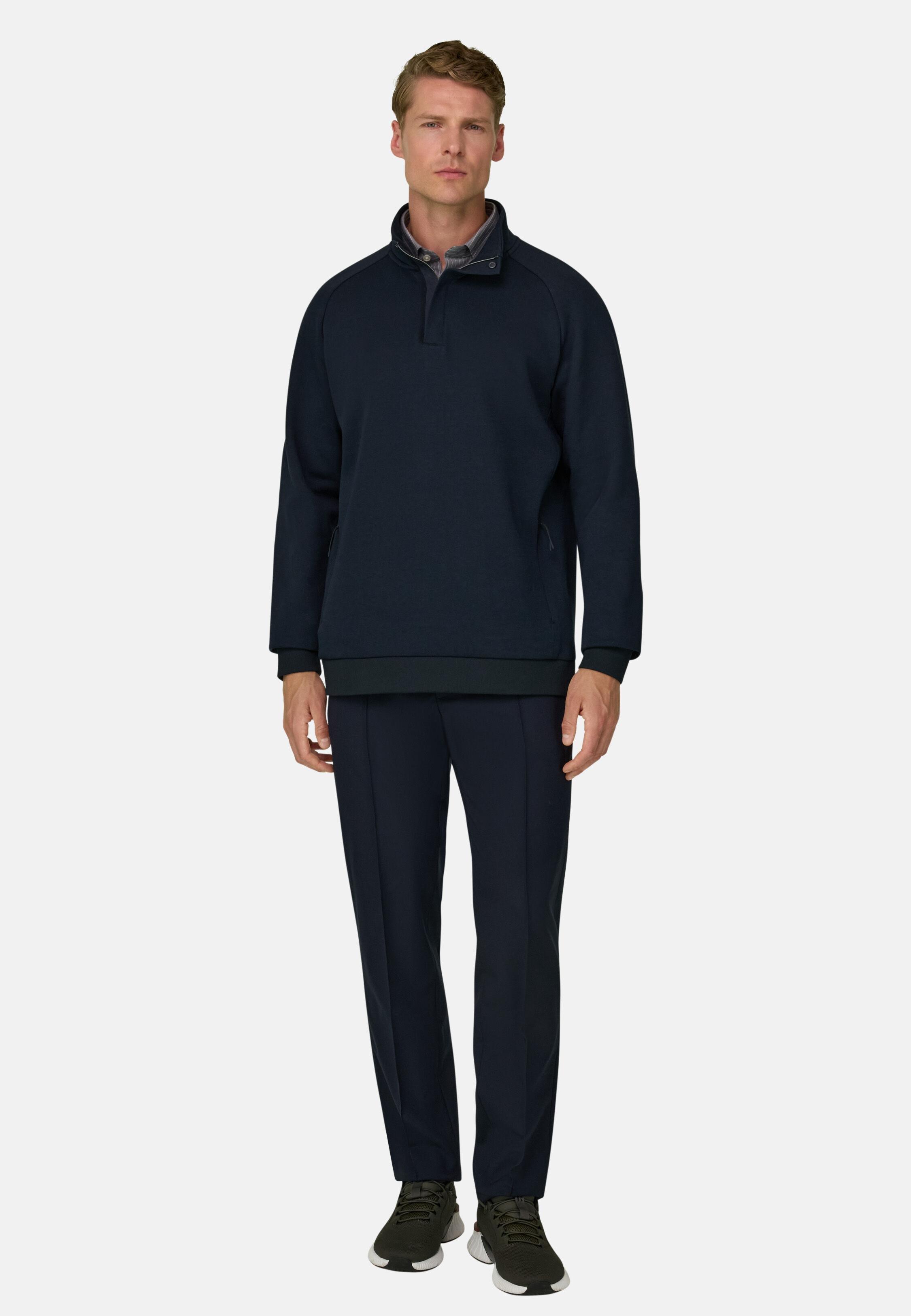 سويت شيرت بسحاب ربع من مزيج القطن سكوبا B Tech أزرق كحلي, Navy blue, medium