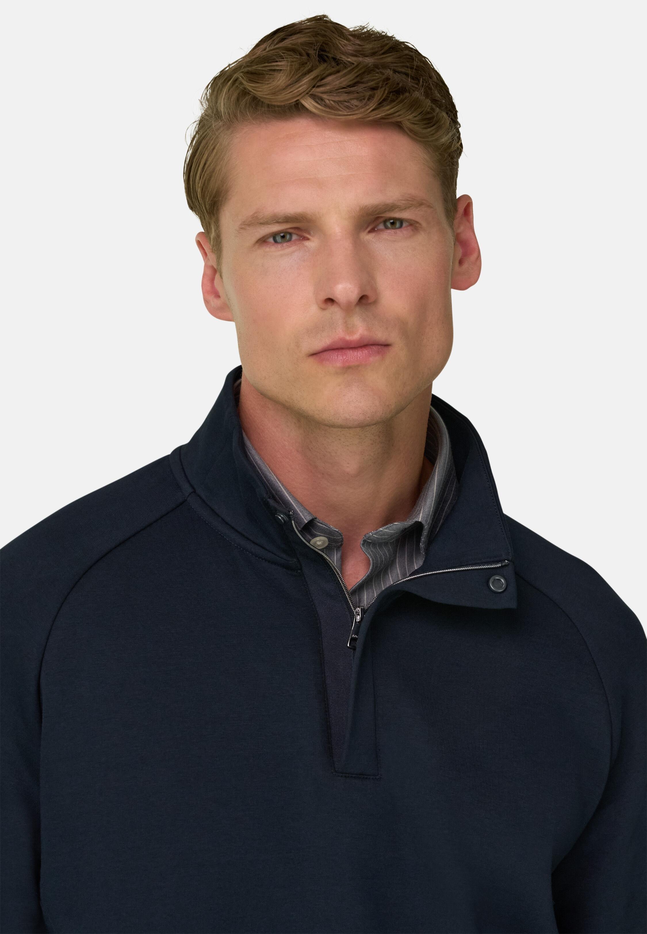 سويت شيرت بسحاب ربع من مزيج القطن سكوبا B Tech أزرق كحلي, Navy blue, medium