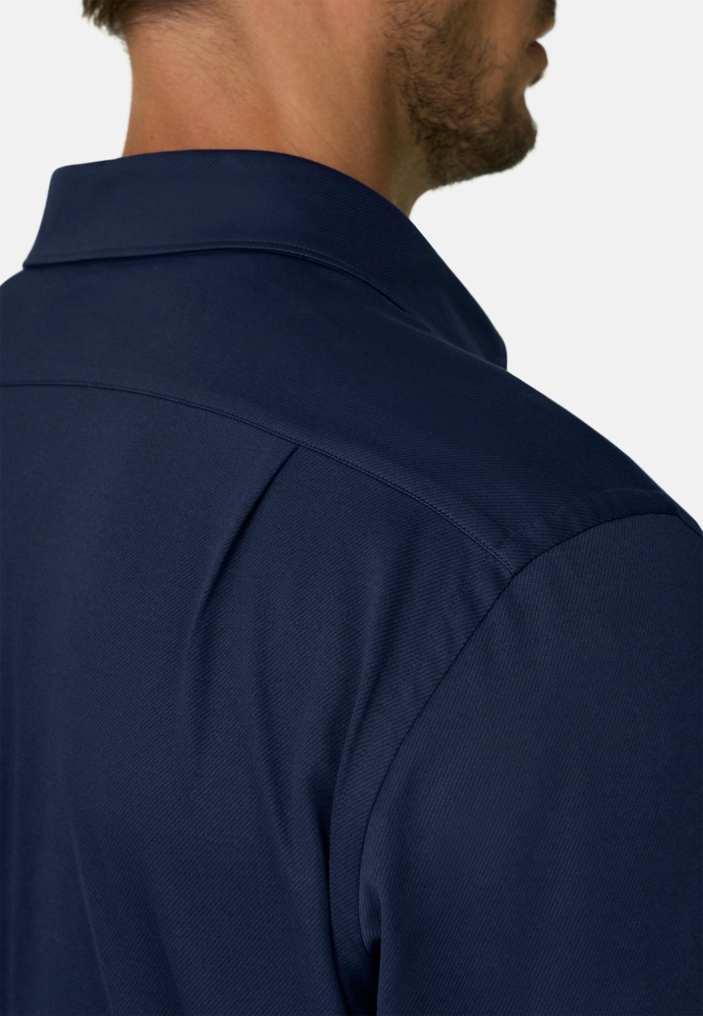 Polo Shirt in Japanese Jersey Twill Regular Fit Navy blue, Navy blue, medium