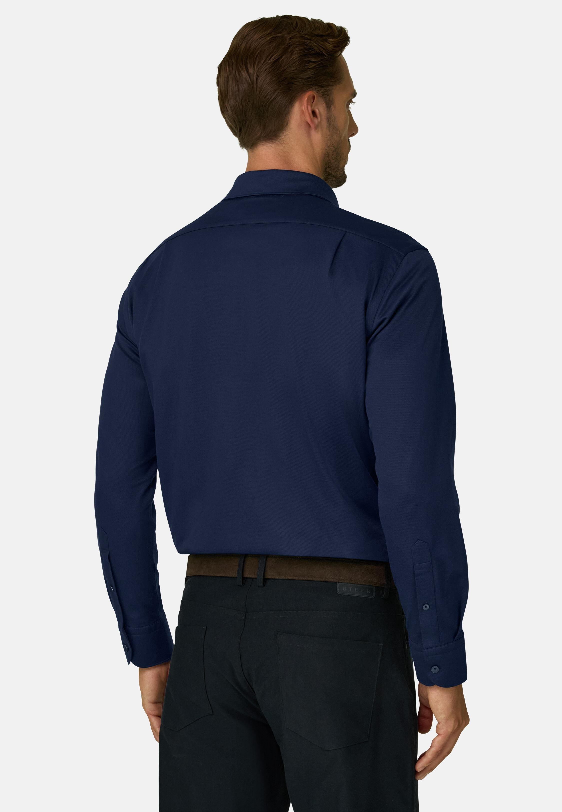 Polo Shirt in Japanese Jersey Twill Regular Fit Navy blue, Navy blue, large image number 5