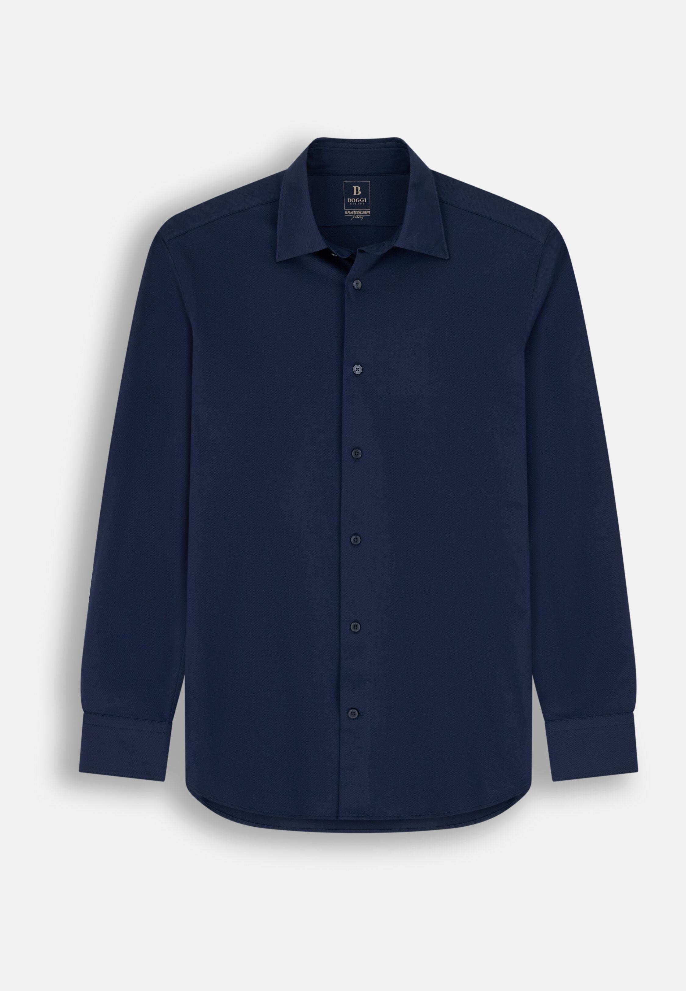 Polo Shirt in Japanese Jersey Twill Regular Fit Navy blue, Navy blue, large image number 6