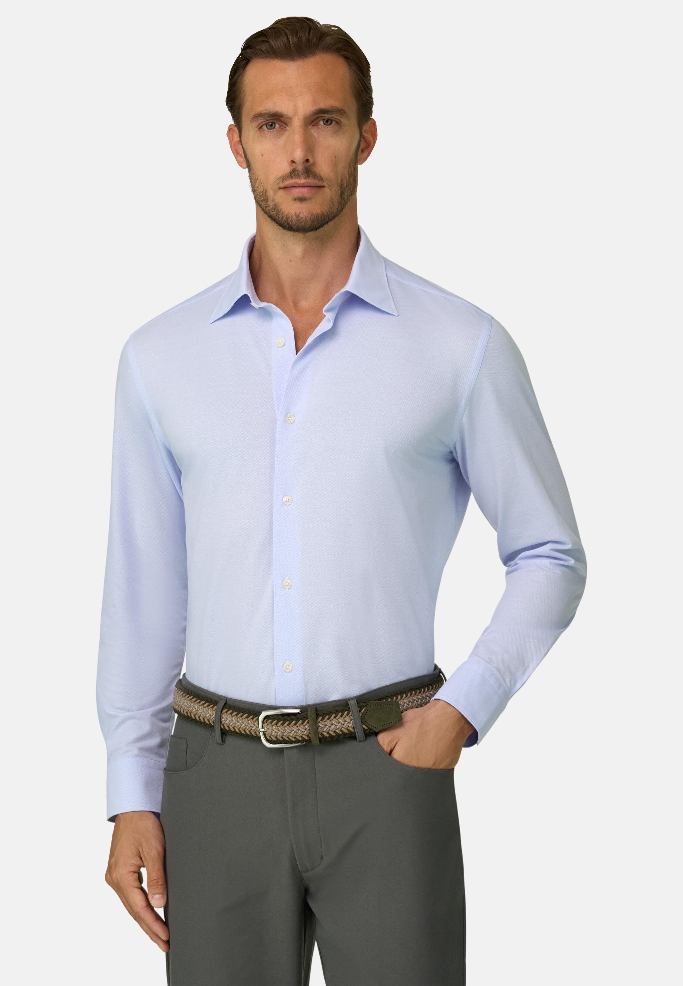 قميص بولو من جيرسيه ياباني تويل بقصة عادية أزرق فاتح, Light Blue, large image number 1