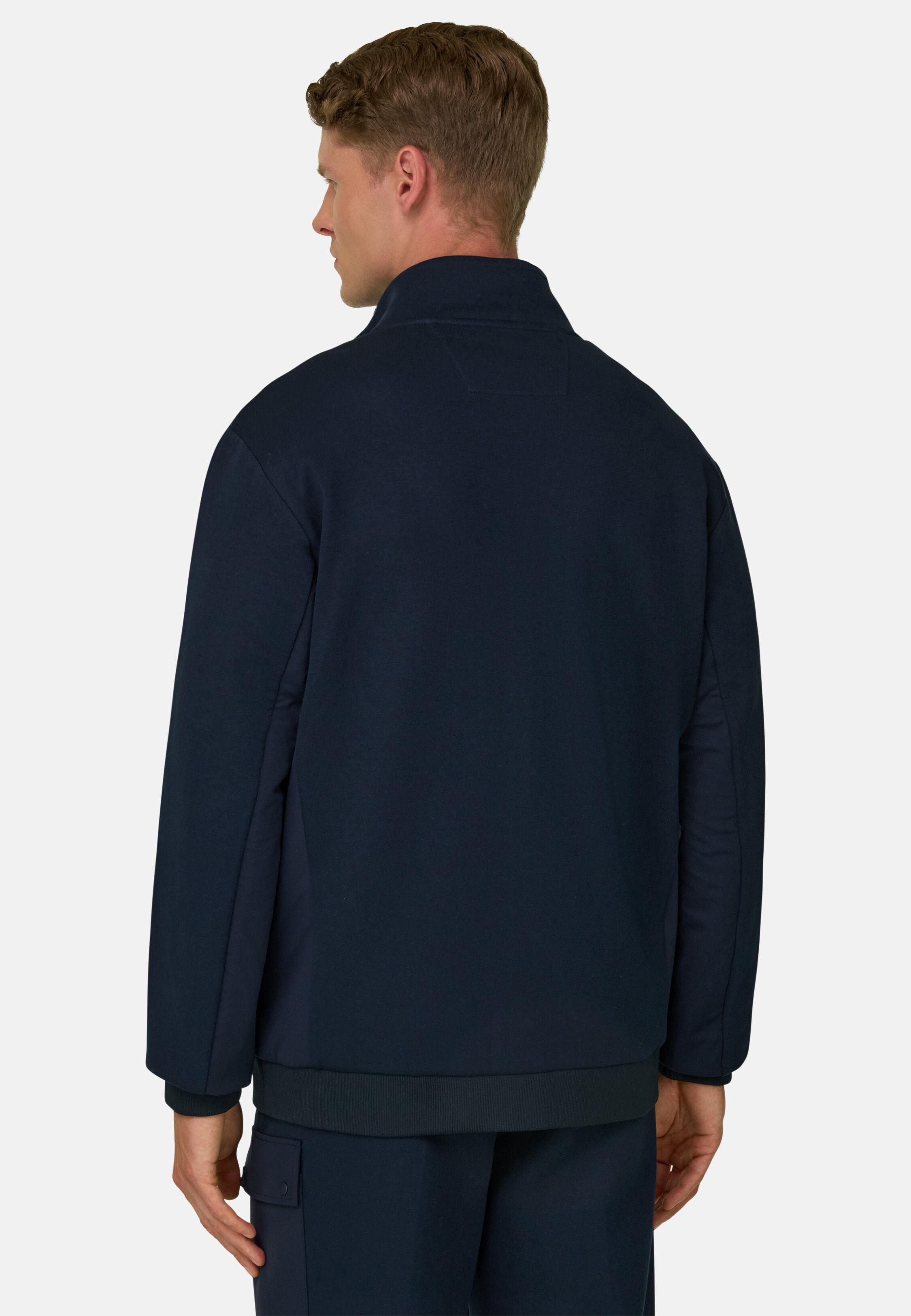 Full-Zip Sweatshirt in Cotton Blend Scuba B Tech Navy blue, Navy blue, medium