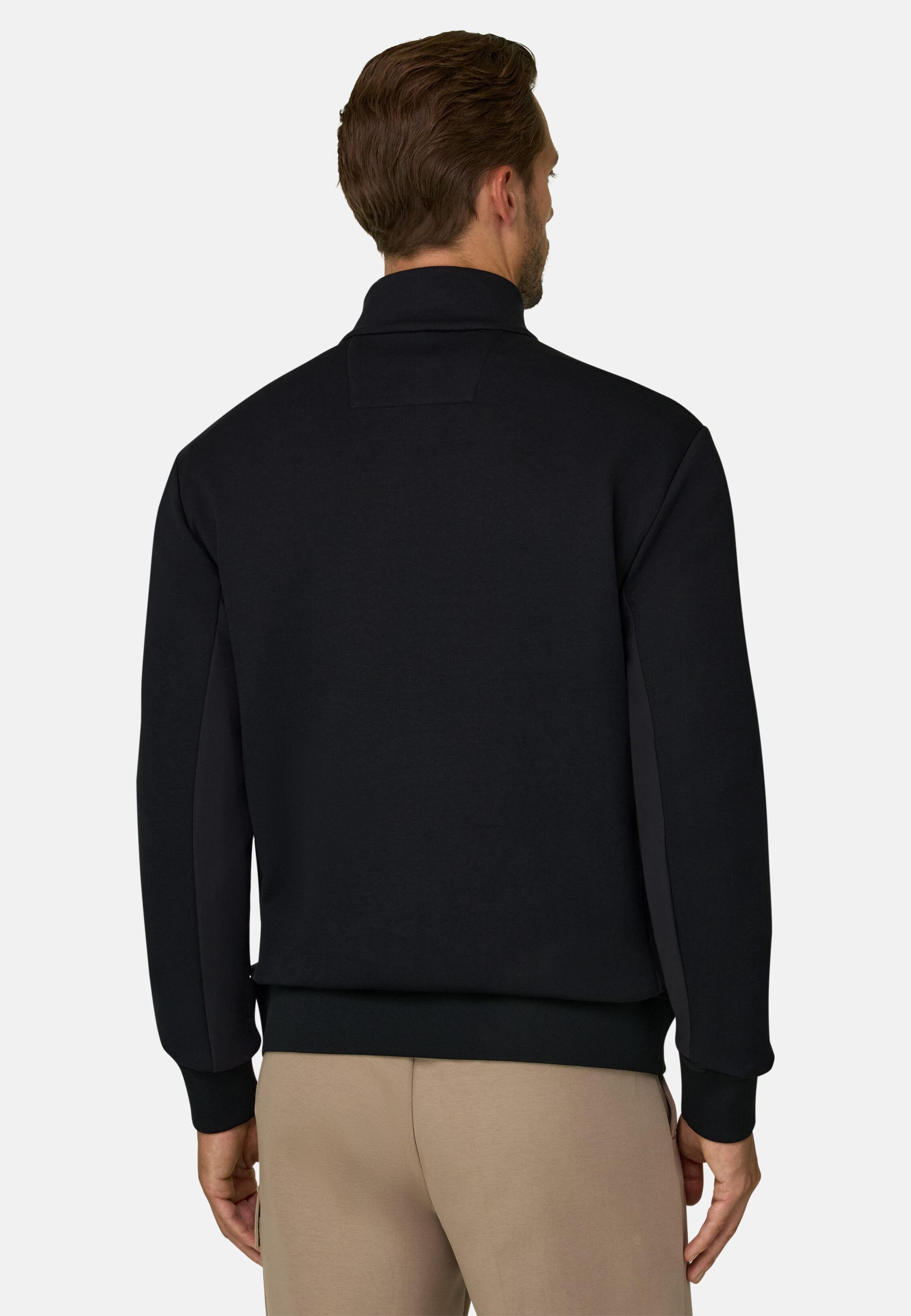 Full-Zip Sweatshirt in Cotton Blend Scuba B Tech Black, Black, medium