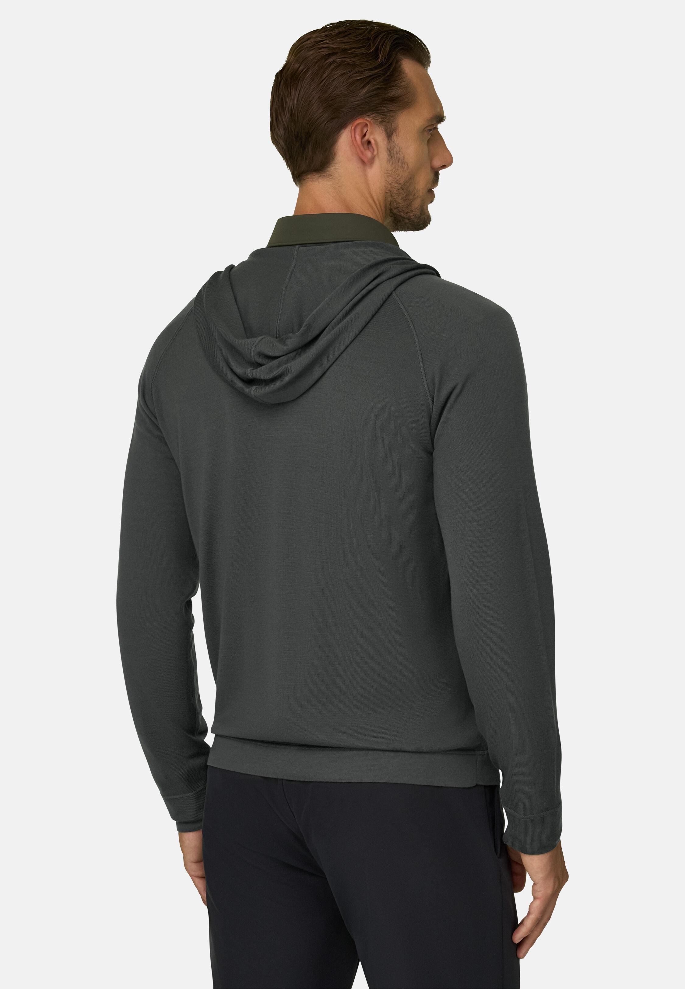 هودي محبوك بسحاب كامل من صوف الميرينو الفاخر أخضر عسكري, Military Green, medium