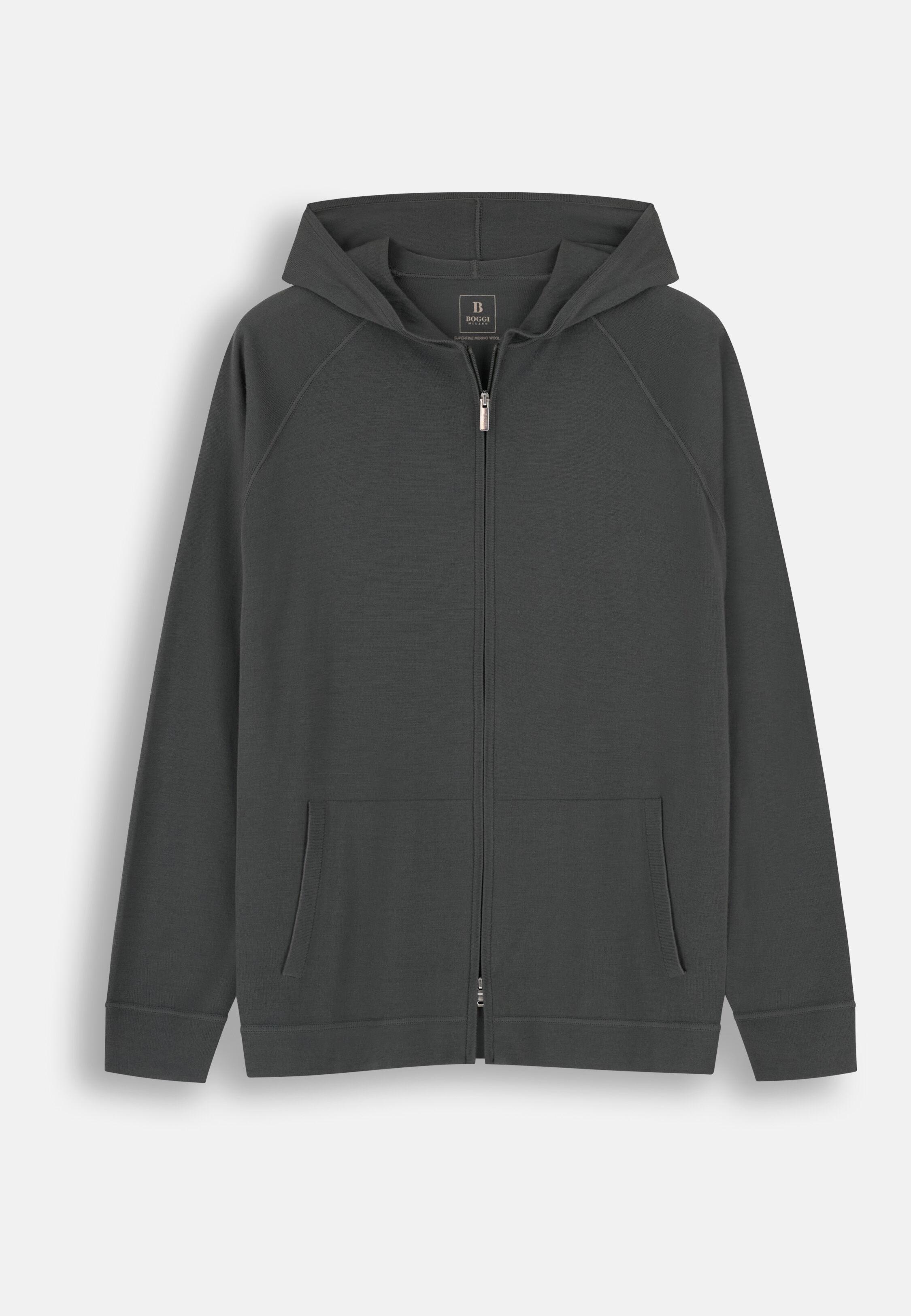 هودي محبوك بسحاب كامل من صوف الميرينو الفاخر أخضر عسكري, Military Green, large image number 3