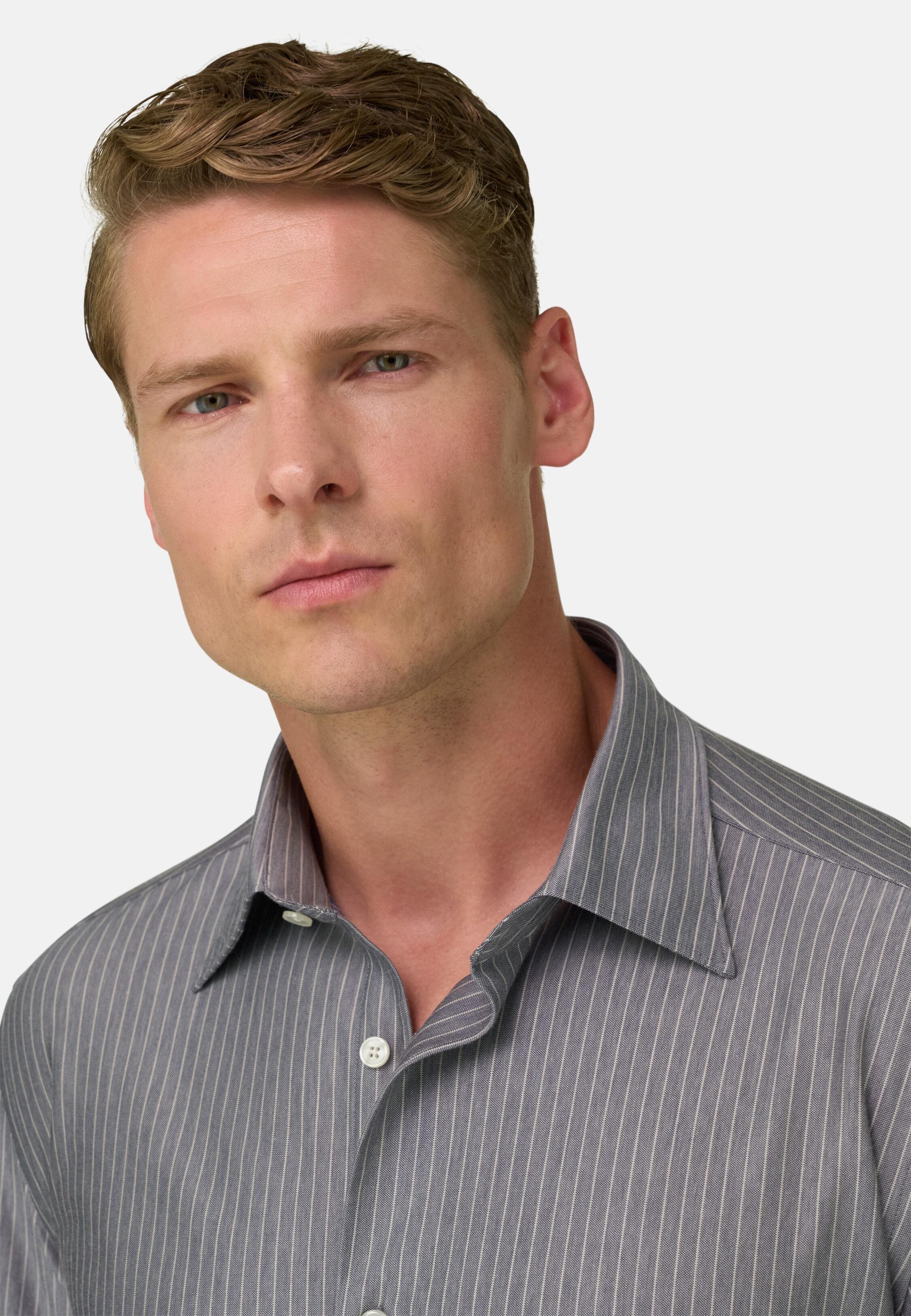 Polo Shirt Striped Japanese Jersey Regular Fit, Navy Blue, Navy blue, large image number 1