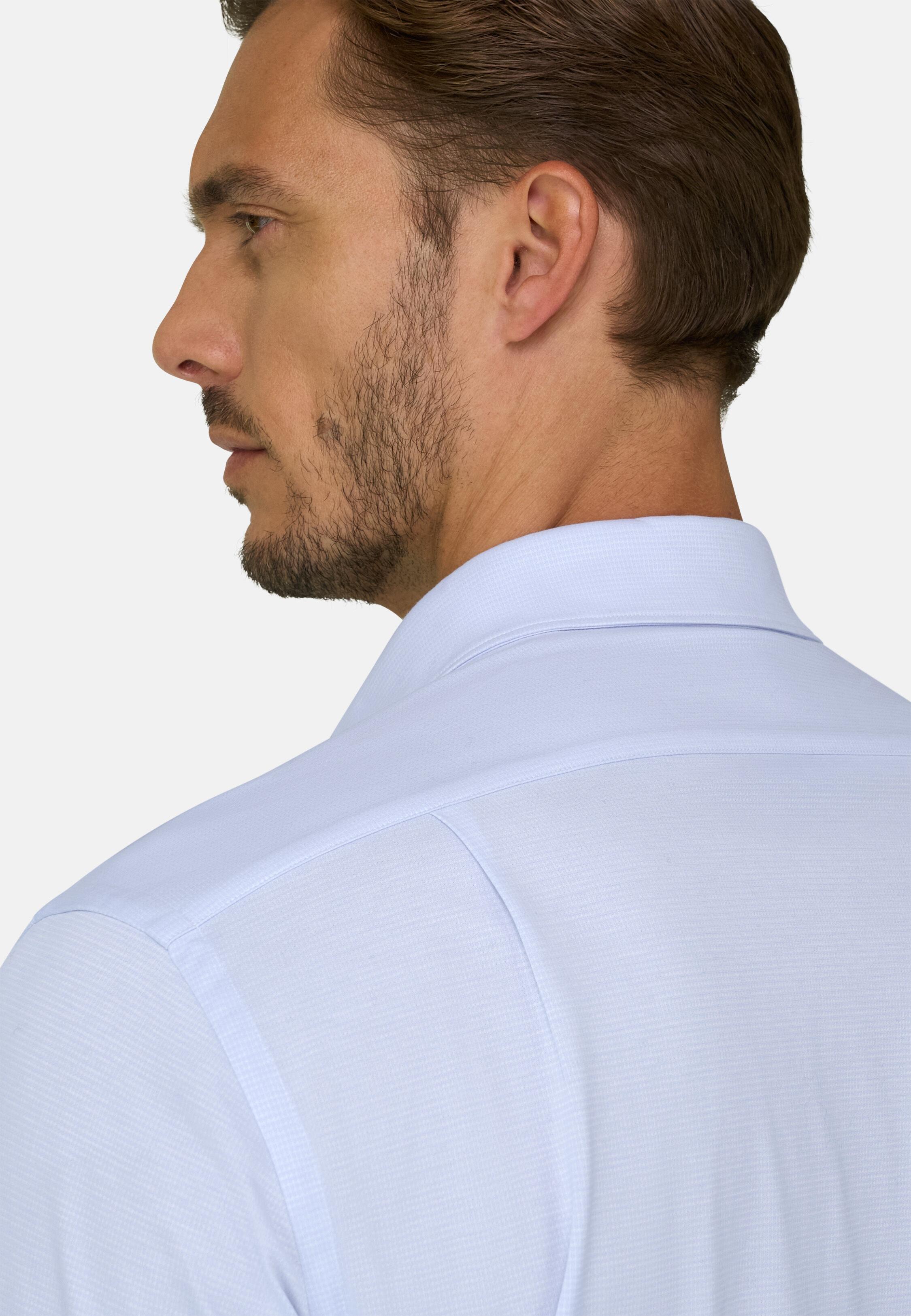 Polo Shirt Checked Japanese Jersey Regular Fit Light Blue, Light Blue, large image number 1