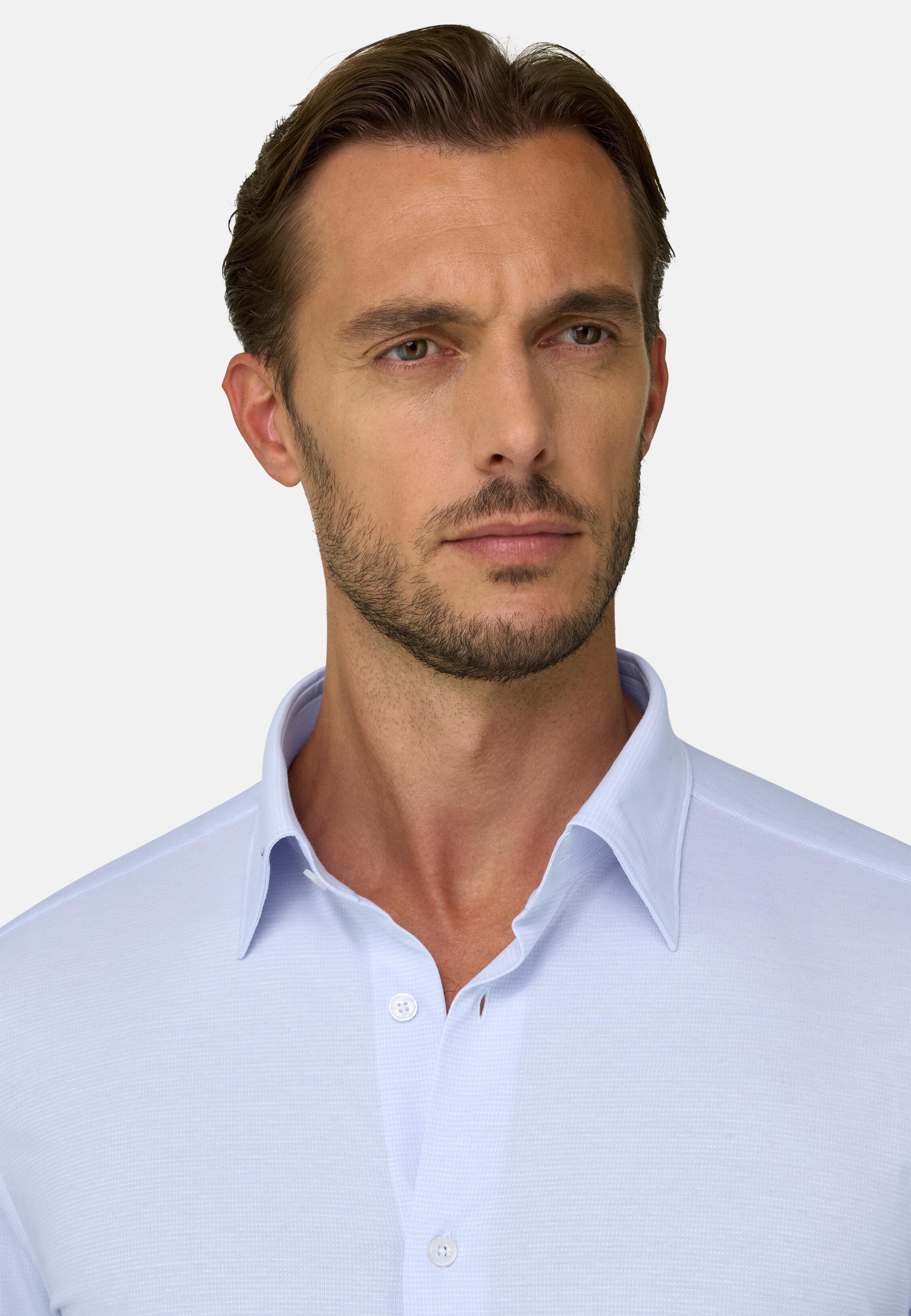 Polo Shirt Checked Japanese Jersey Regular Fit Light Blue, Light Blue, large image number 2