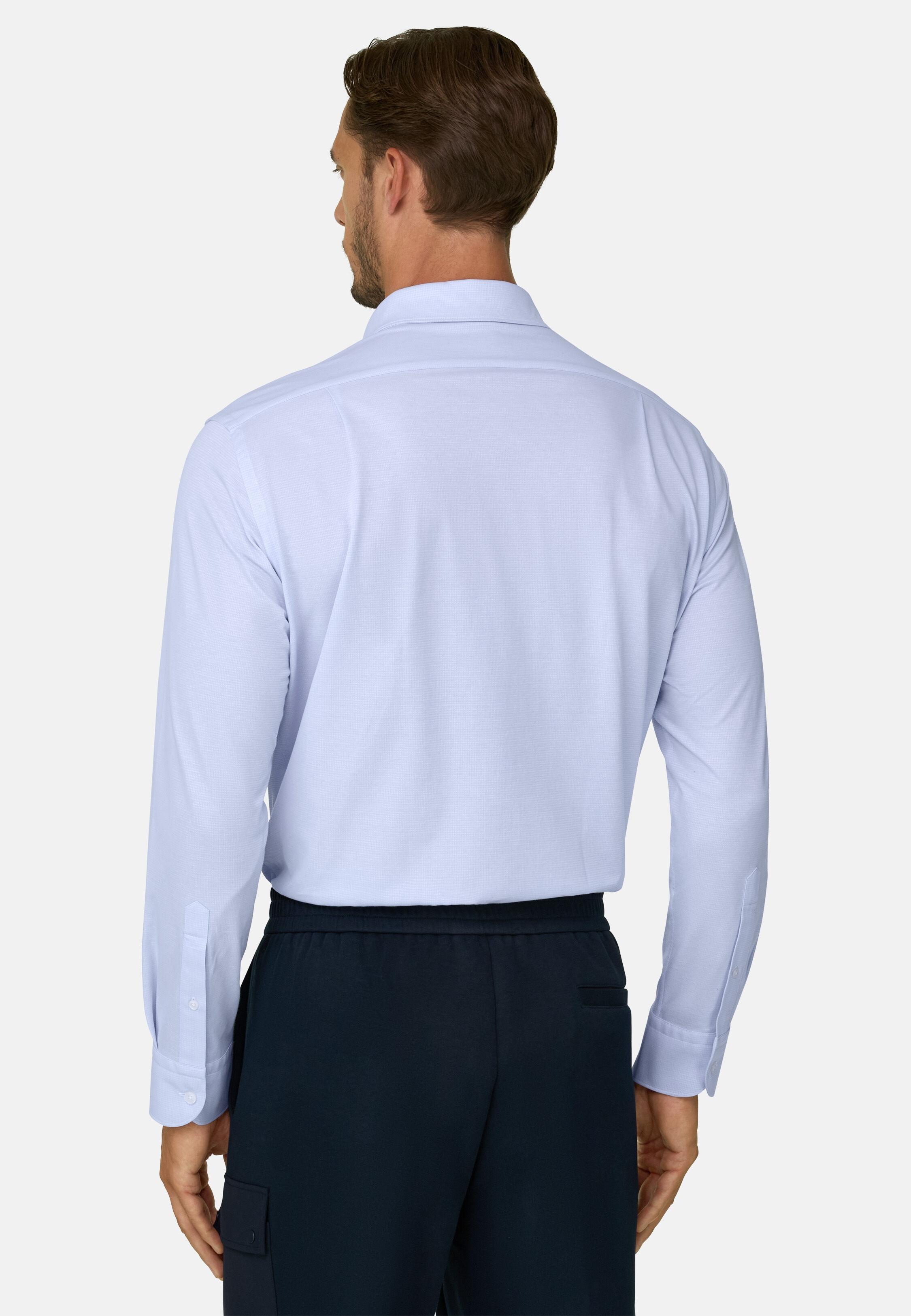 Polo Shirt Checked Japanese Jersey Regular Fit Light Blue, Light Blue, large image number 4
