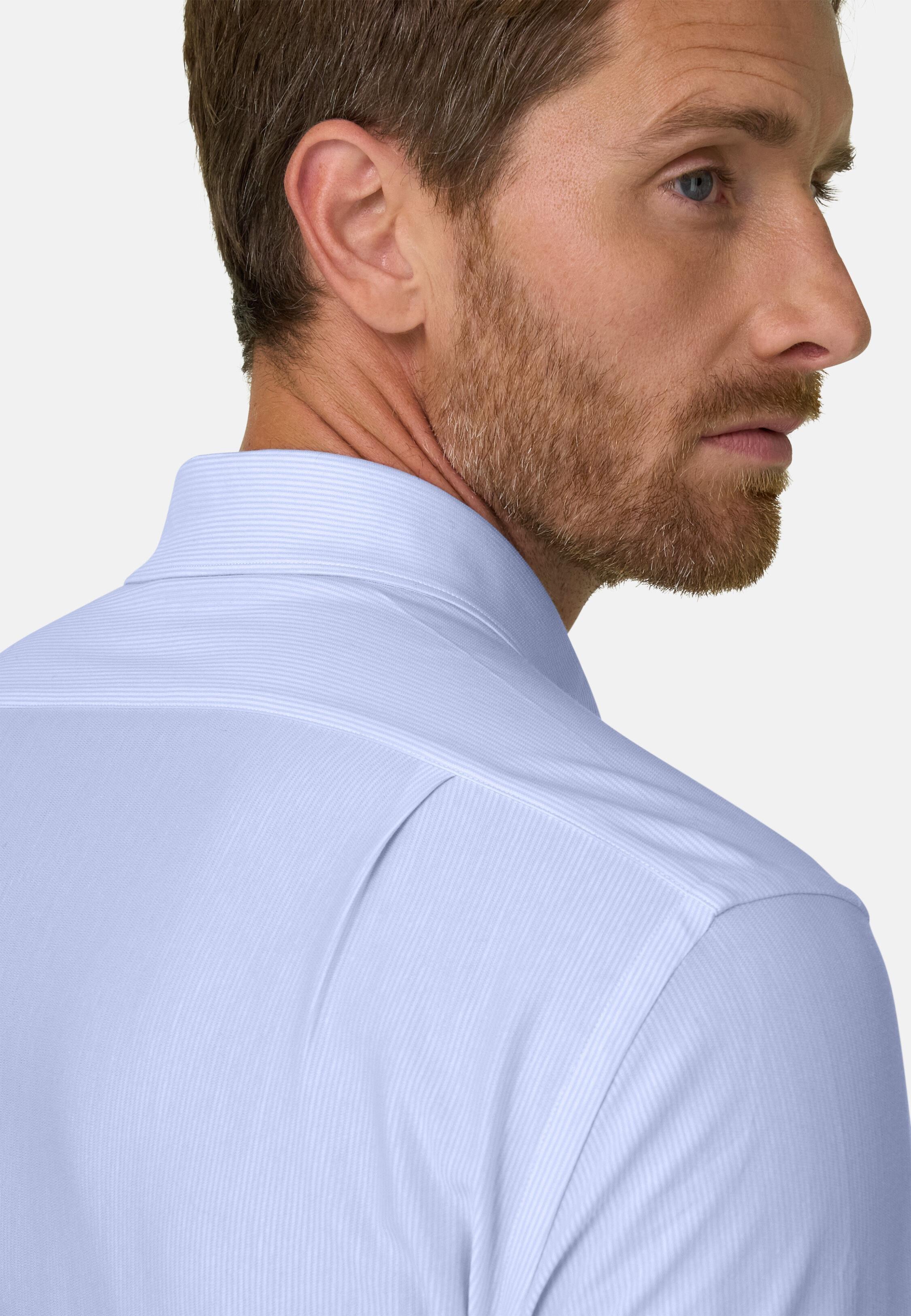 Polo Shirt Striped Japanese Jersey Regular Fit Light Blue, Light Blue, medium
