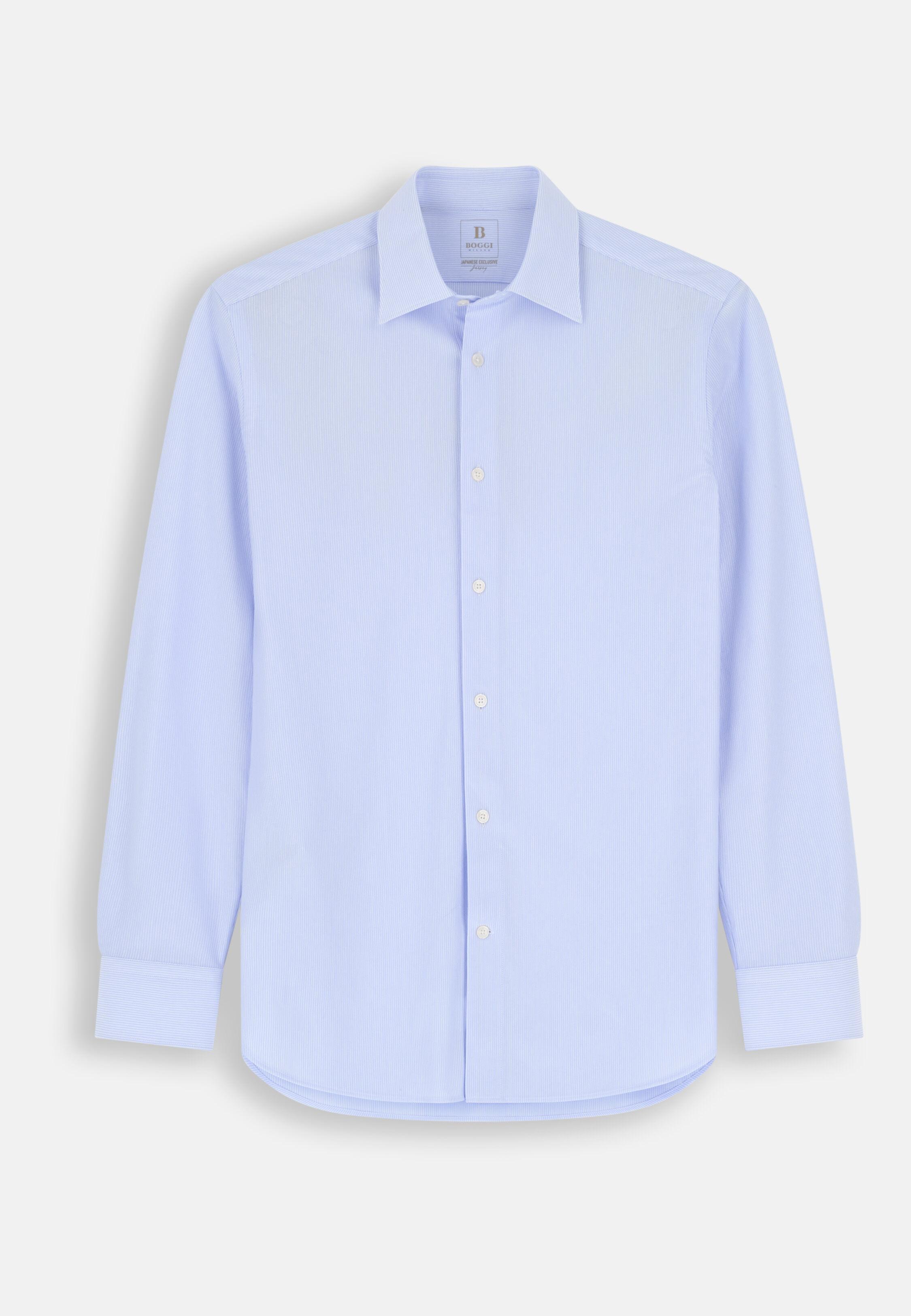 Polo Shirt Striped Japanese Jersey Regular Fit Light Blue, Light Blue, large image number 5