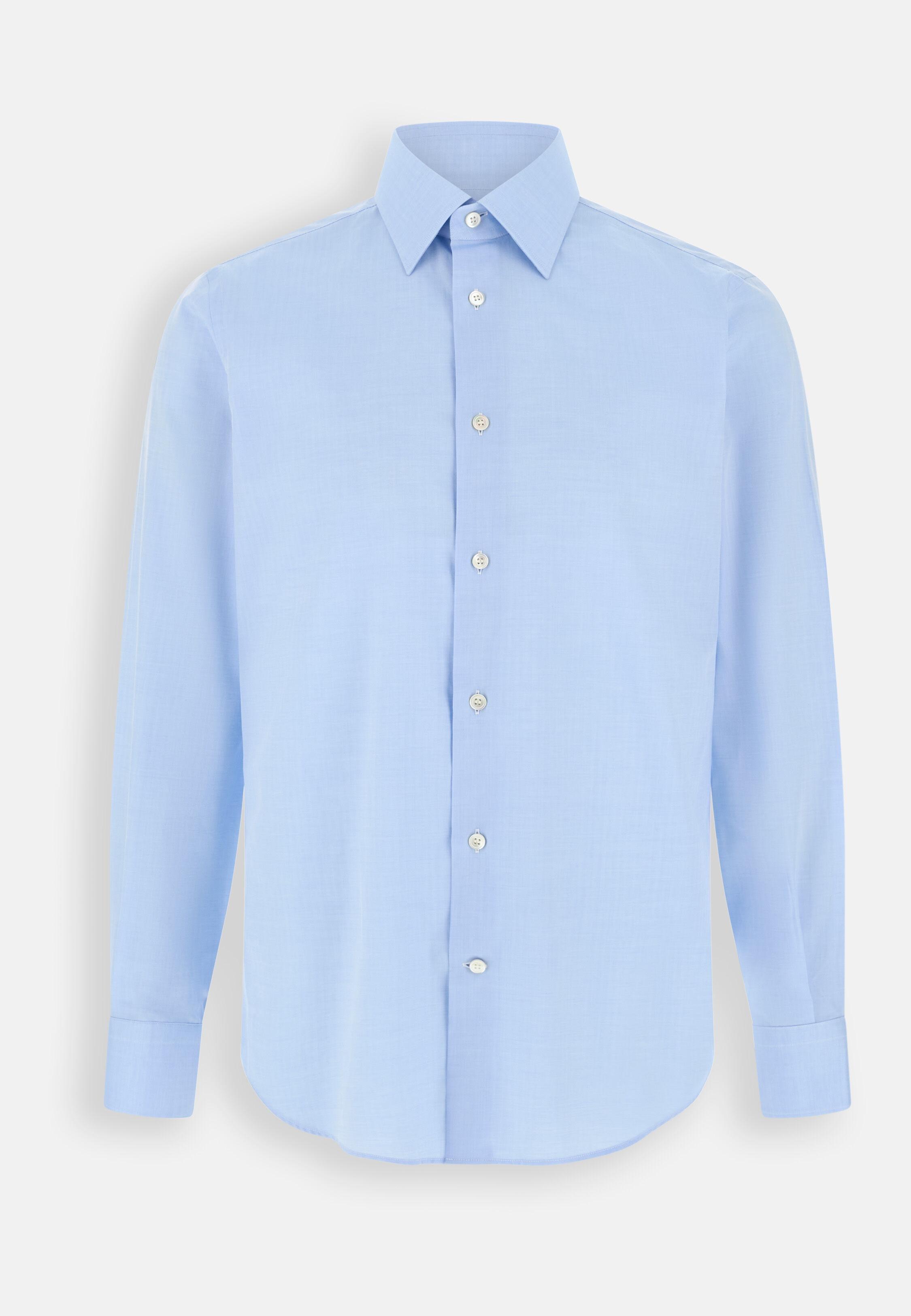 Herringbone Cotton Muslin Shirt Regular Fit Light Blue, Light Blue, large image number 5