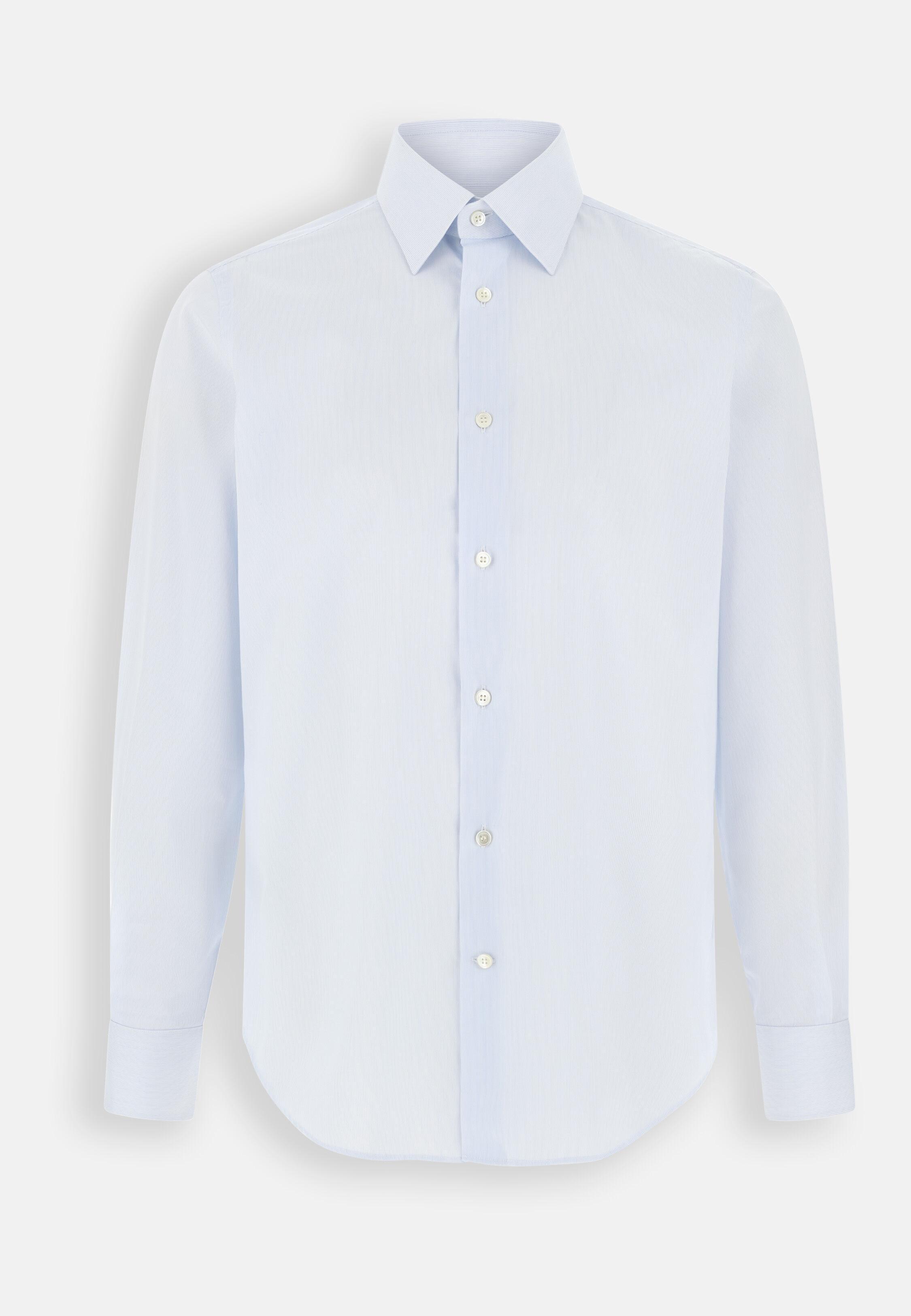 Shirt in Striped Cotton Muslin Regular Fit, Blue, Light Blue, large image number 6