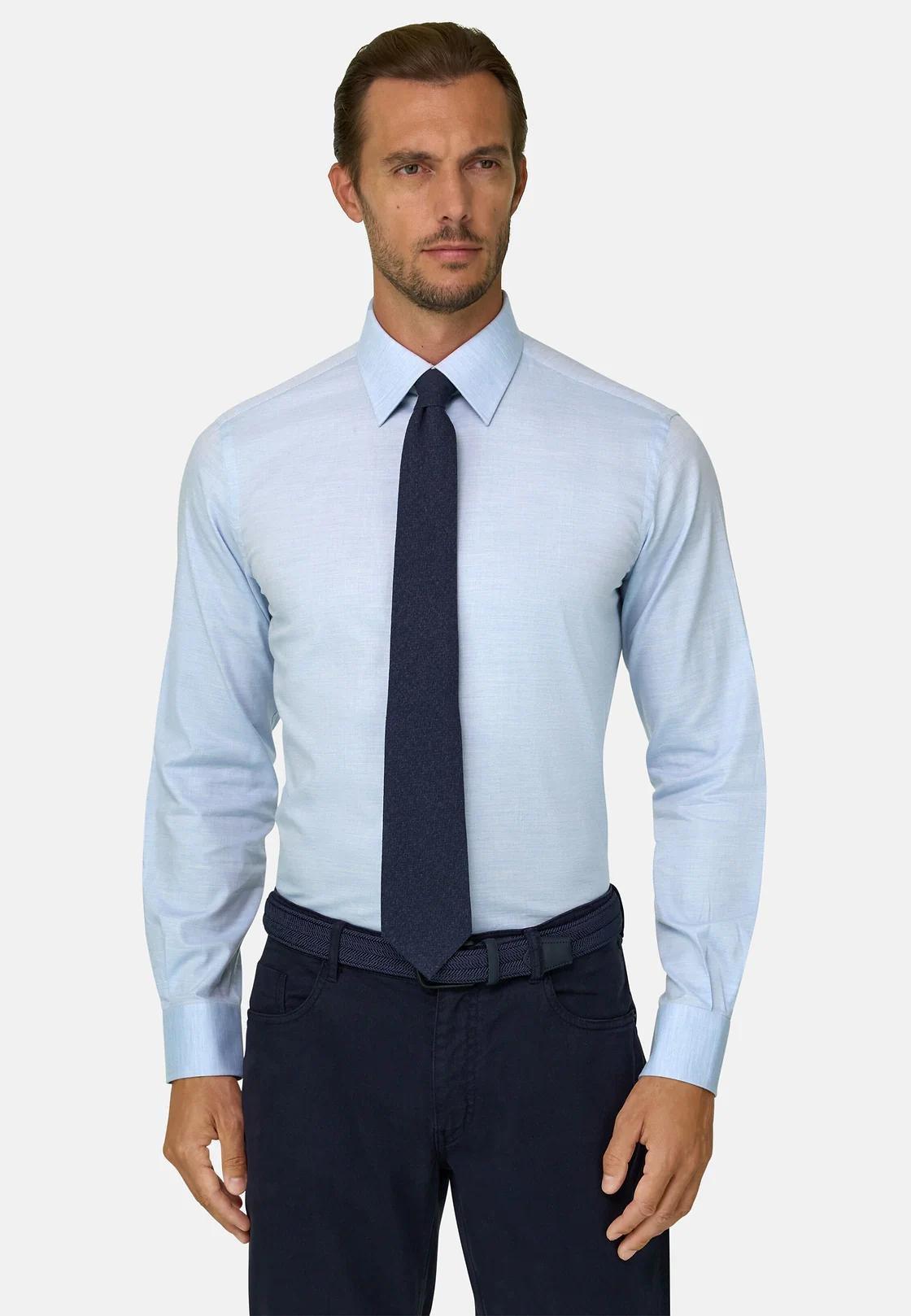 Shirt in Cotton Twill Regular Fit Blue, Light Blue, medium