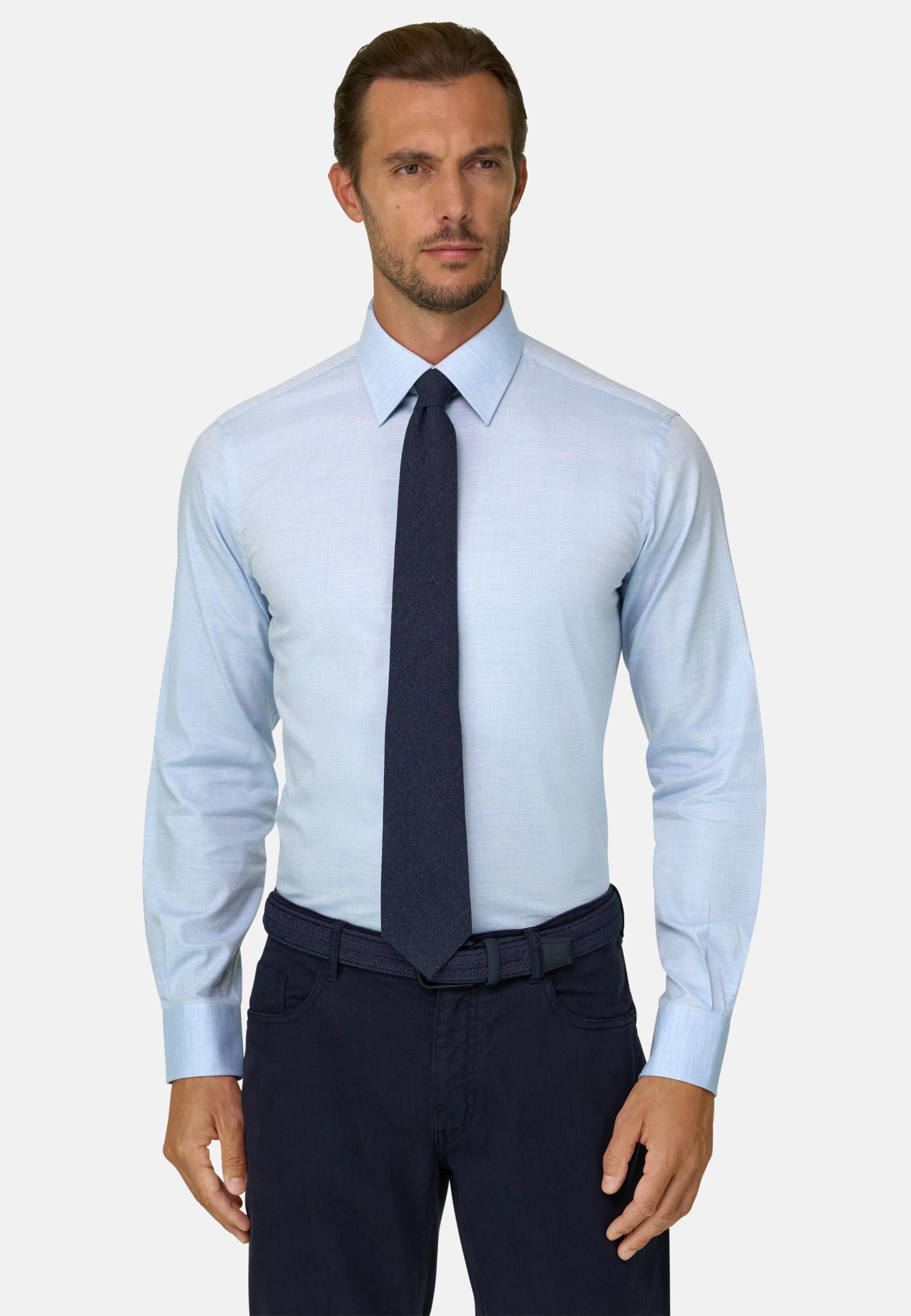 Shirt in Cotton Twill Regular Fit Blue, Light Blue, medium