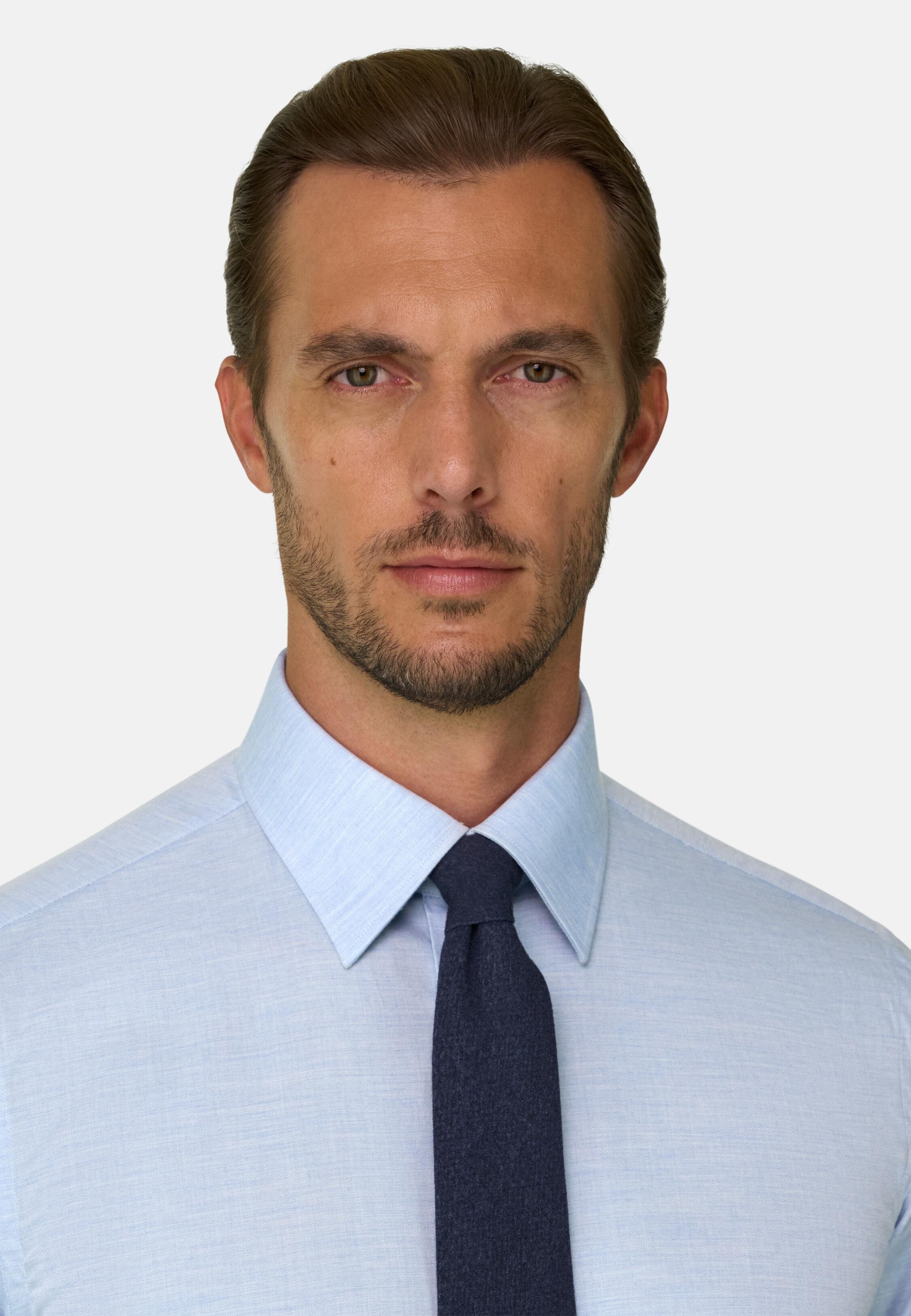 Shirt in Cotton Twill Regular Fit Blue, Light Blue, large image number 3
