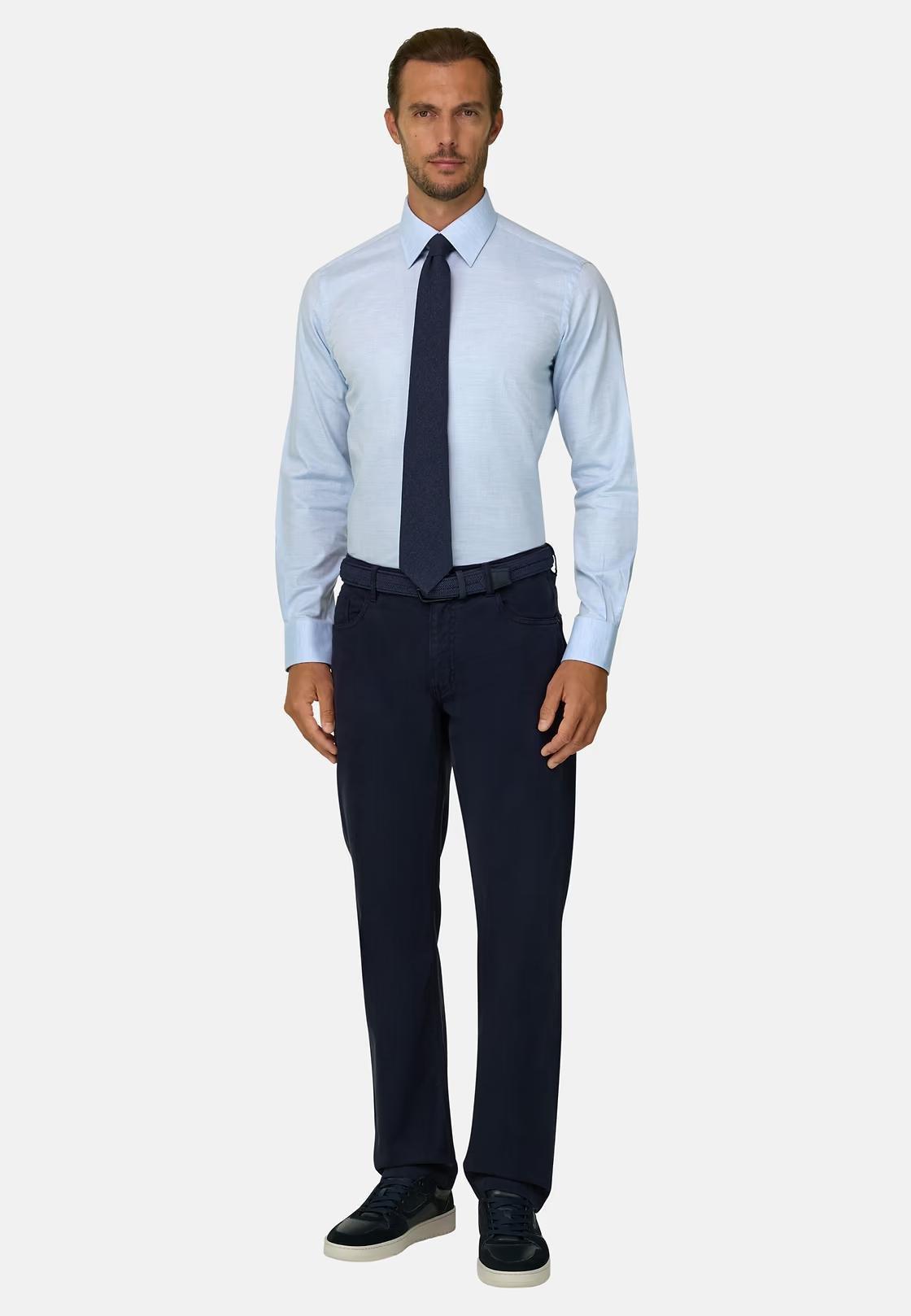 Shirt in Cotton Twill Regular Fit Blue, Light Blue, large image number 4