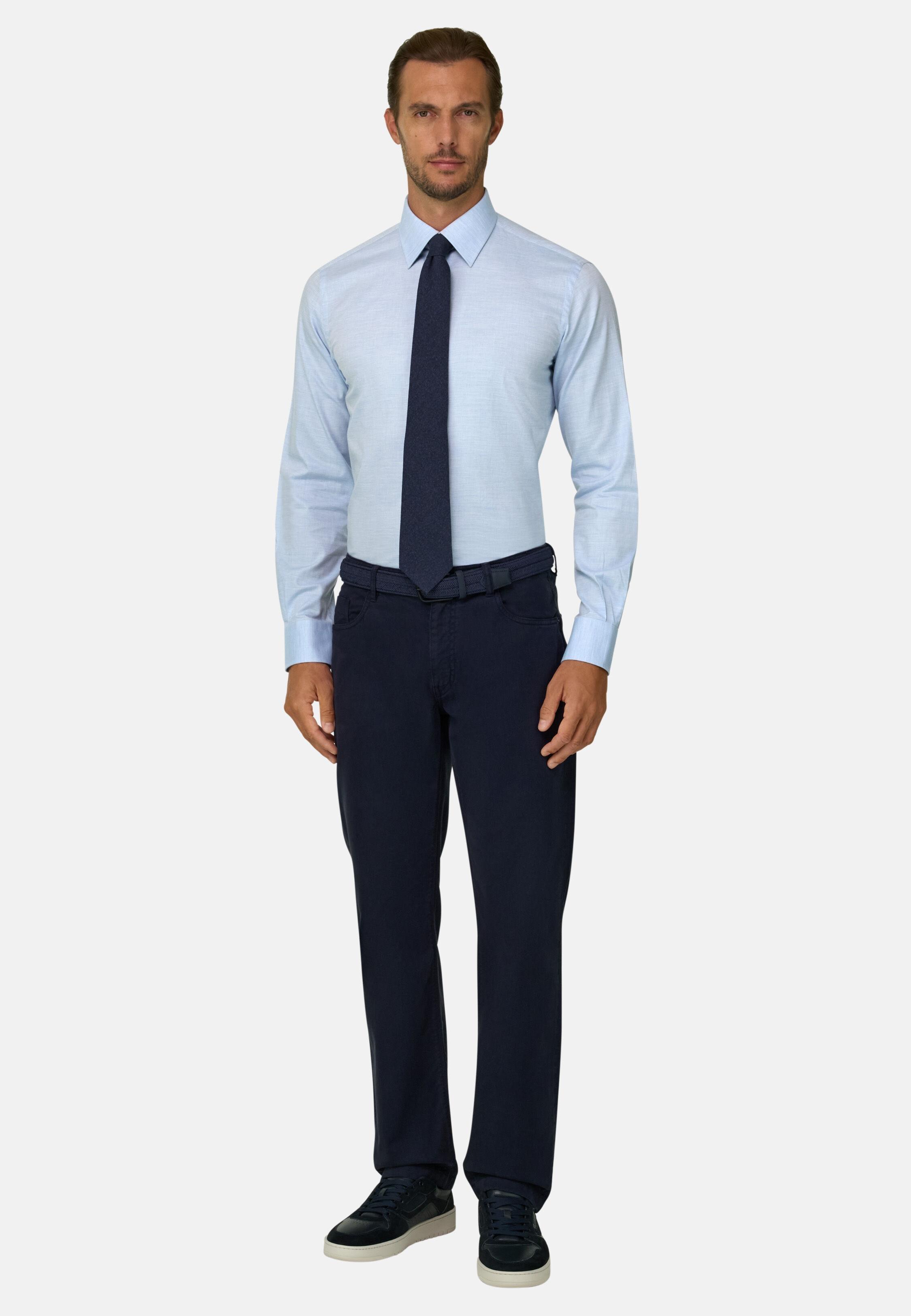 Shirt in Cotton Twill Regular Fit Blue, Light Blue, large image number 6