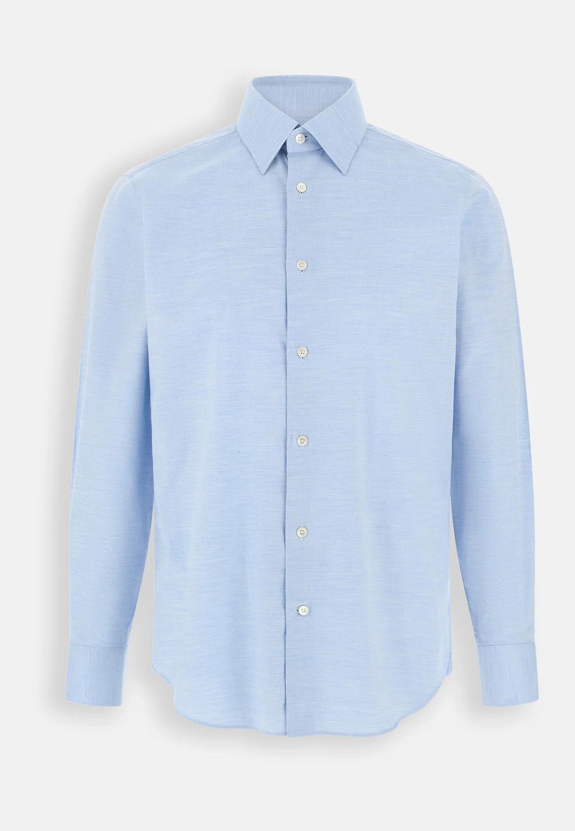 Shirt in Cotton Twill Regular Fit Blue, Light Blue, large image number 7