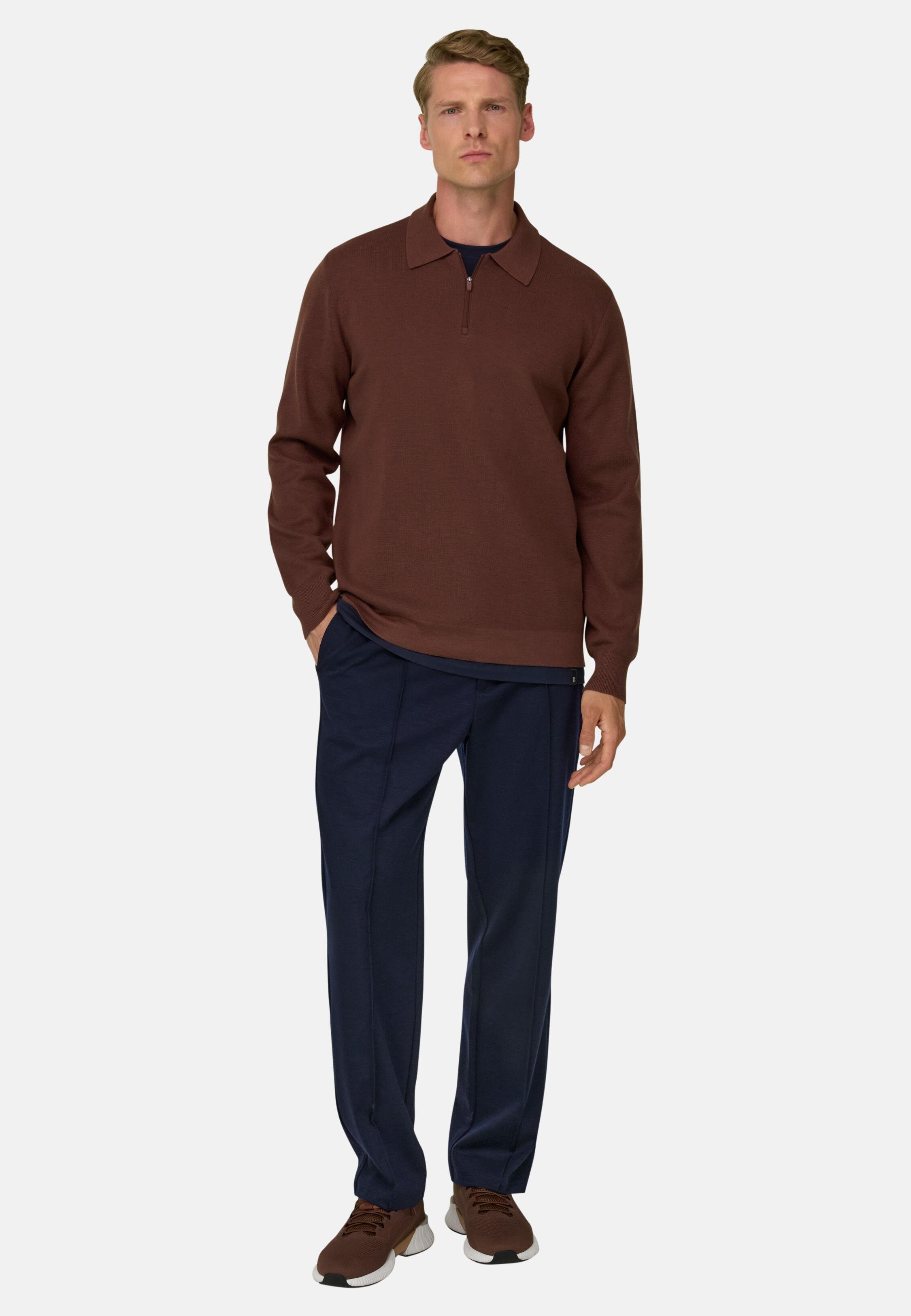 Joggers in Wool Blend Wooltech Navy blue, Navy blue, medium