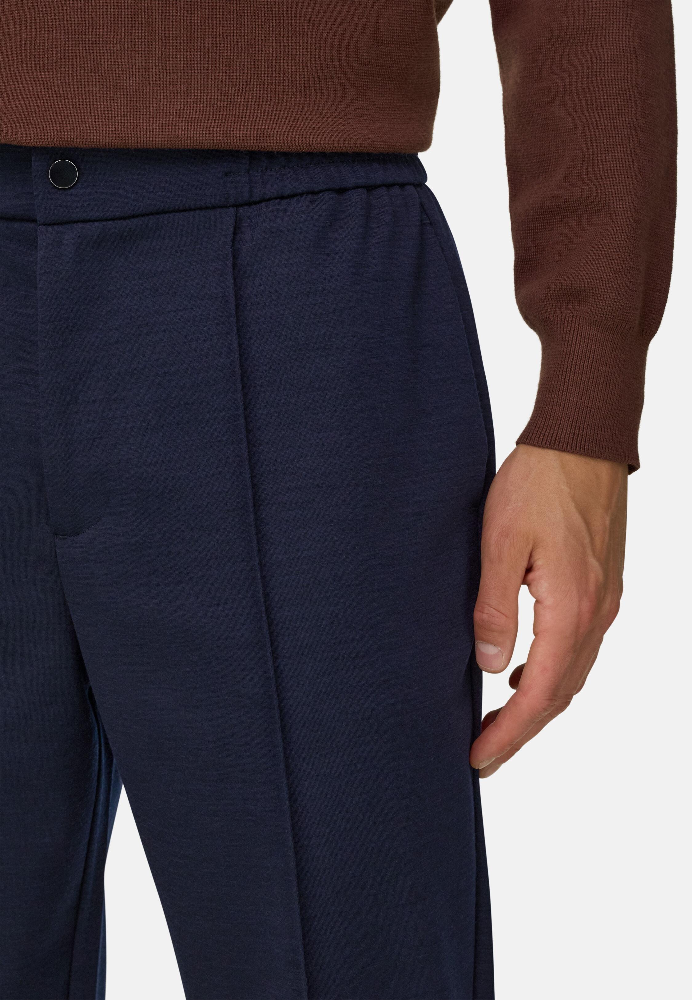 Joggers in Wool Blend Wooltech Navy blue, Navy blue, medium