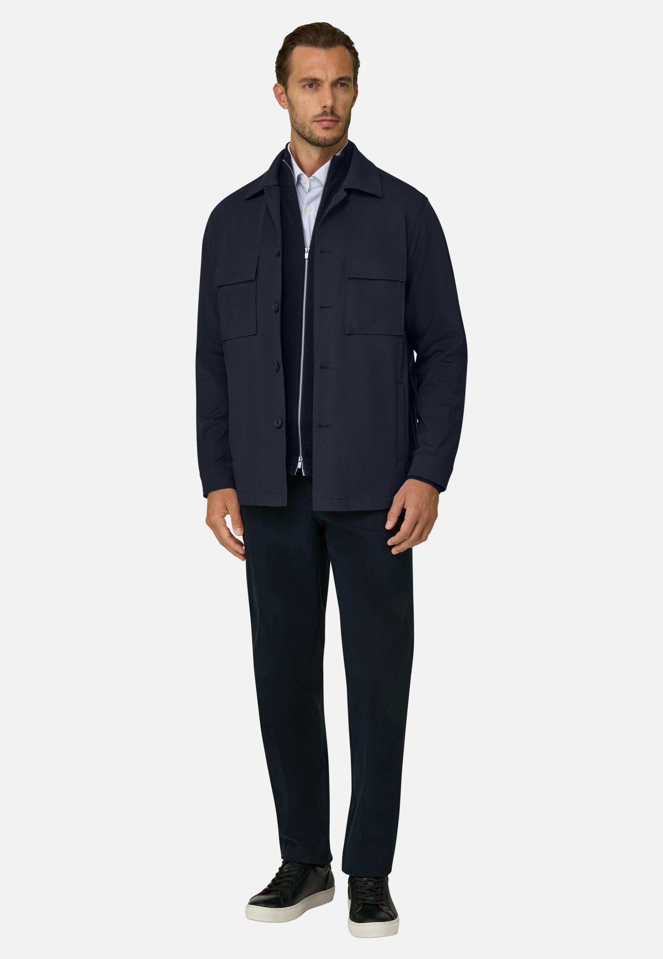 Shirt Jacket Double Nylon Stretch B Tech Navy blue, Navy blue, large image number 0