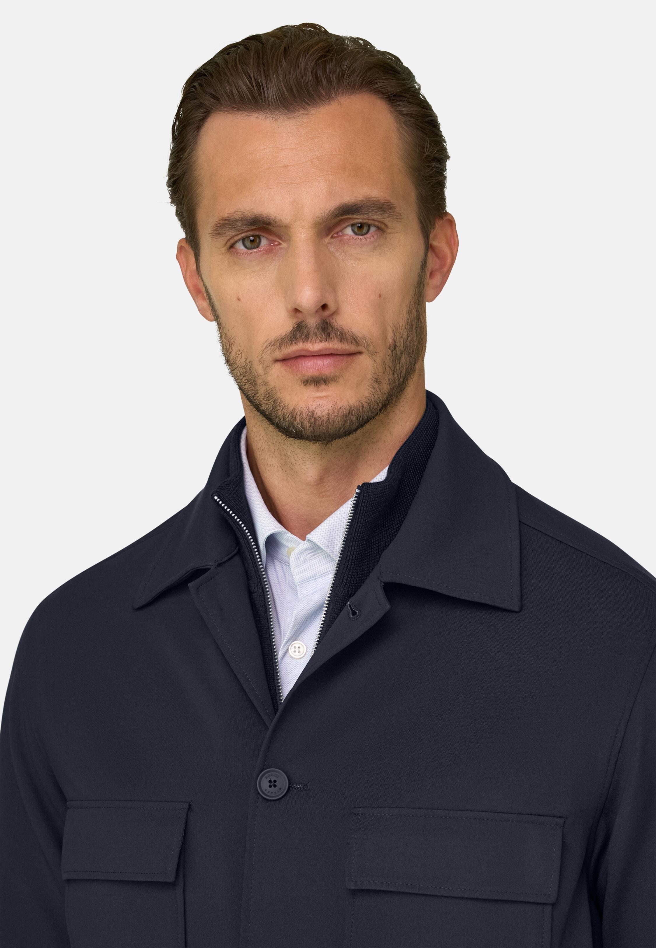 Shirt Jacket Double Nylon Stretch B Tech Navy blue, Navy blue, large image number 1