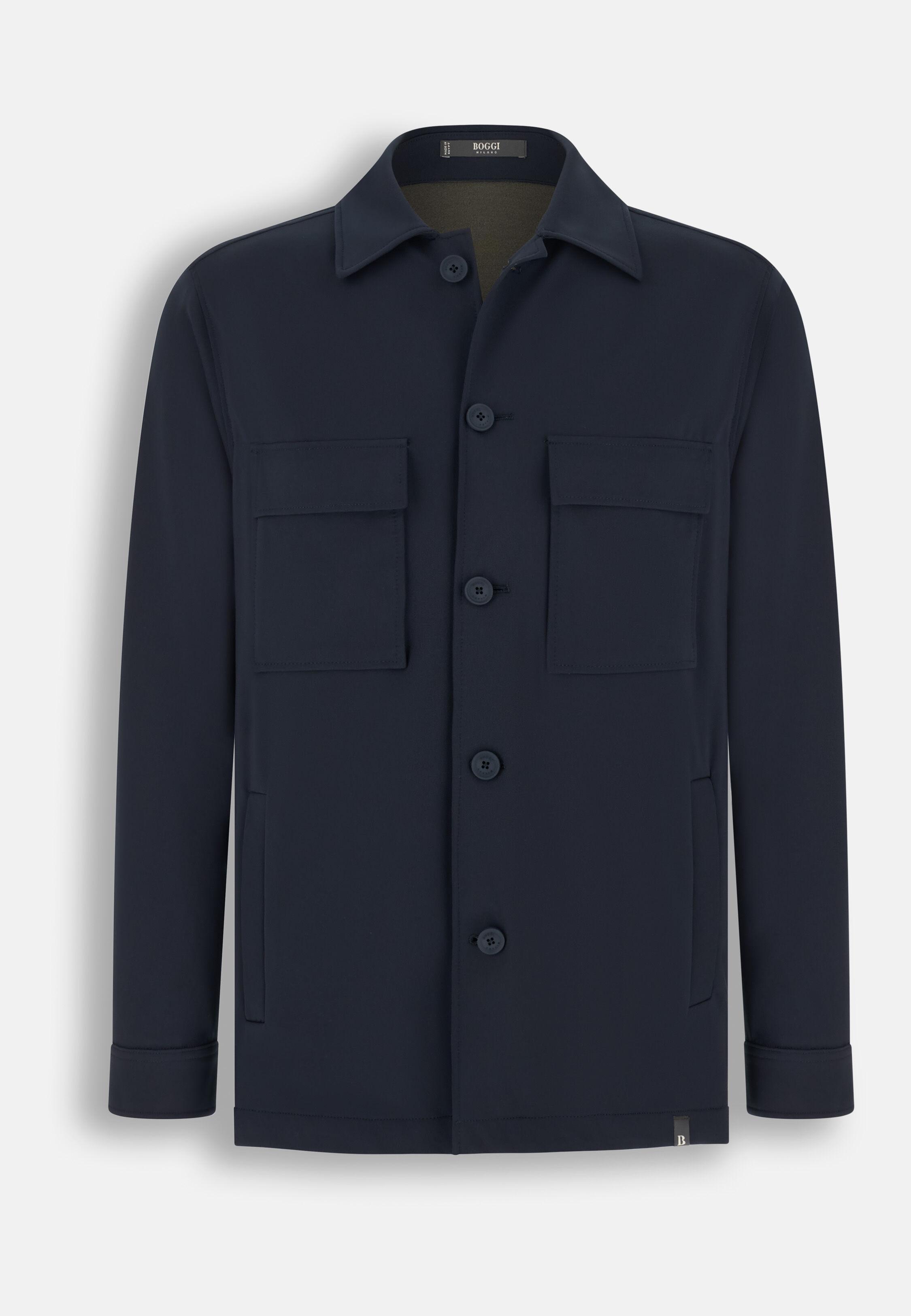 Shirt Jacket Double Nylon Stretch B Tech Navy blue, Navy blue, large image number 4
