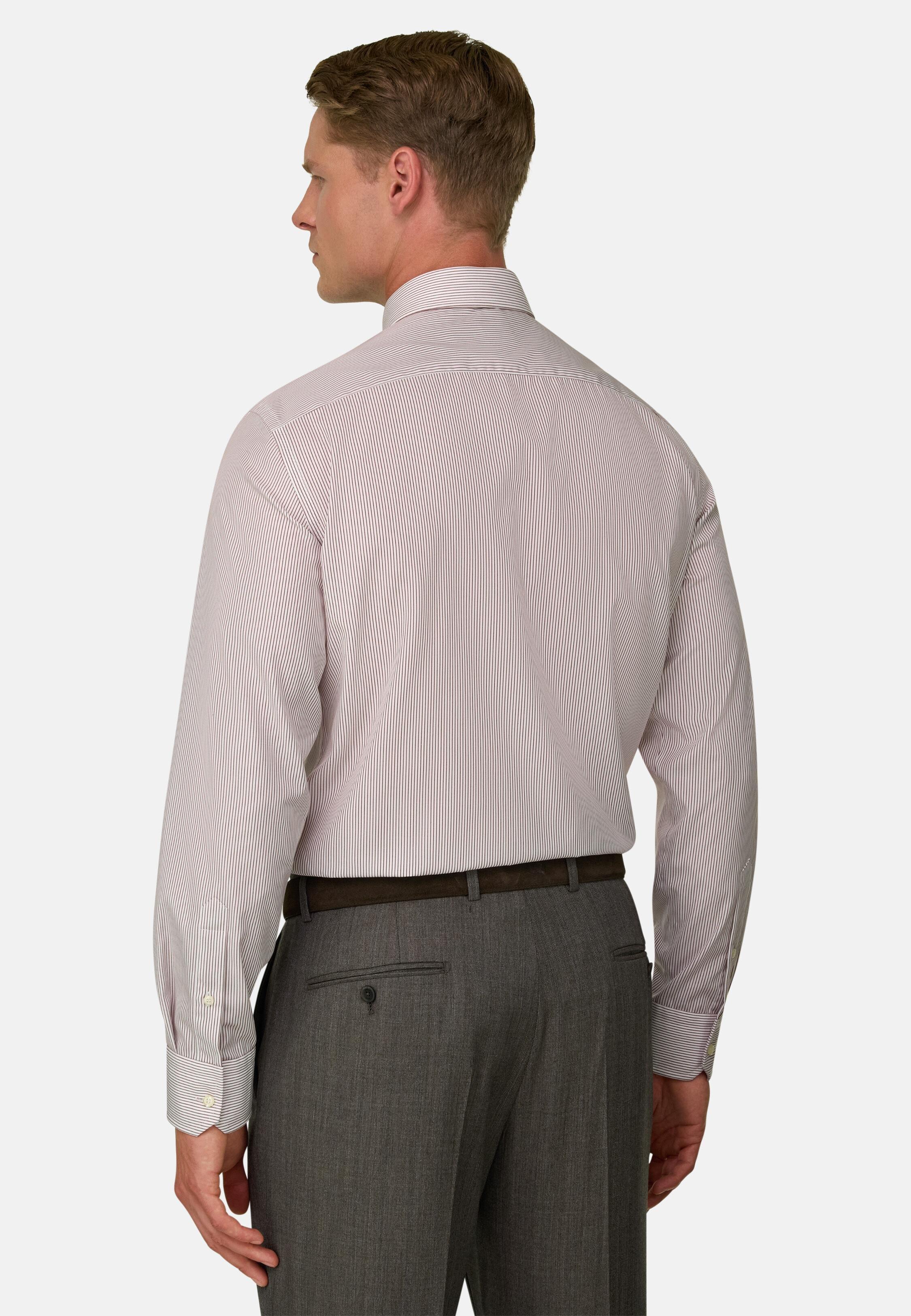 Shirt Striped Cotton Non-Iron Slim Fit, Burgundy, Burgundy, large image number 4