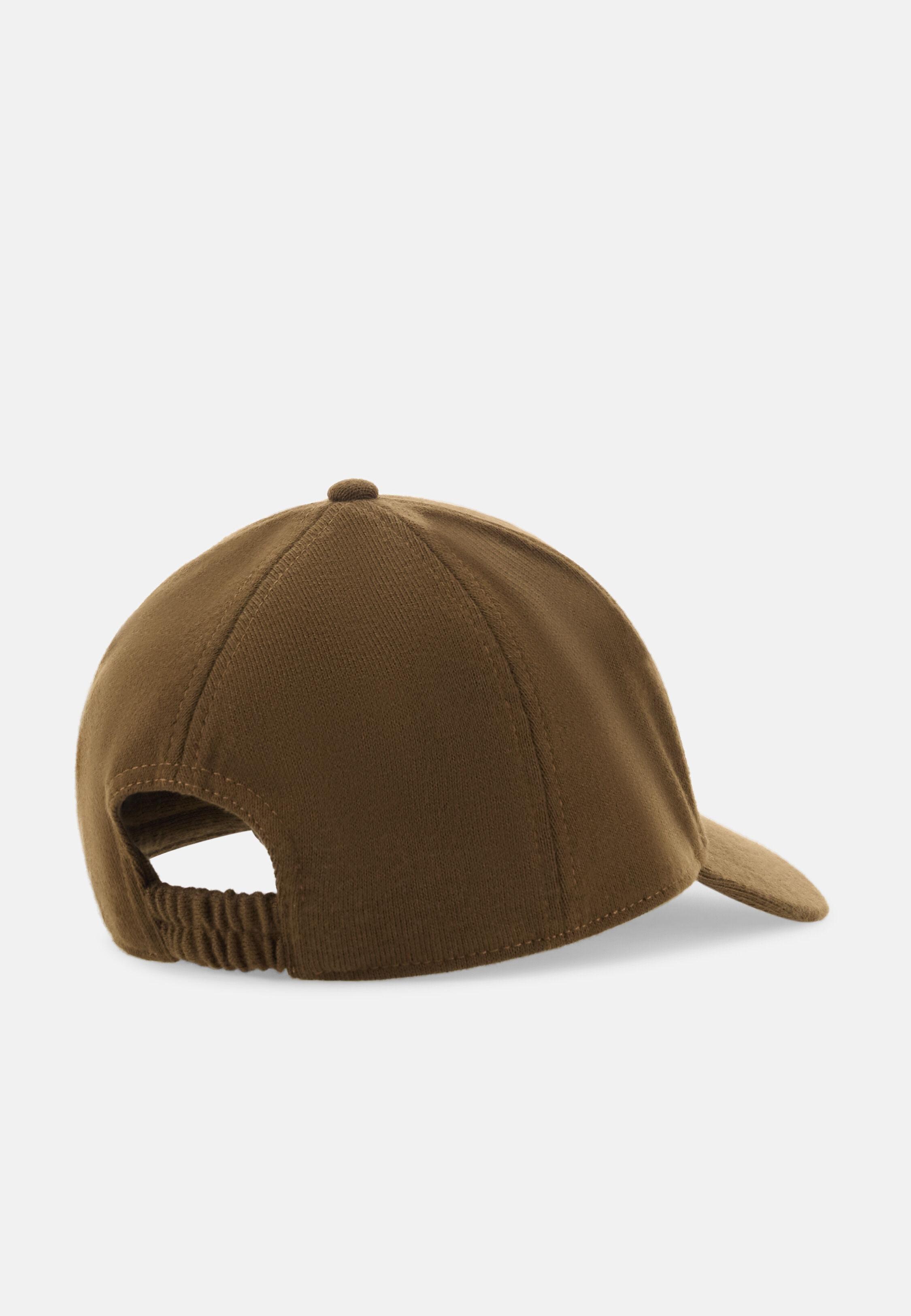 Peaked Cap in Knitted Fabric, Olive Brown, Biscuit, medium