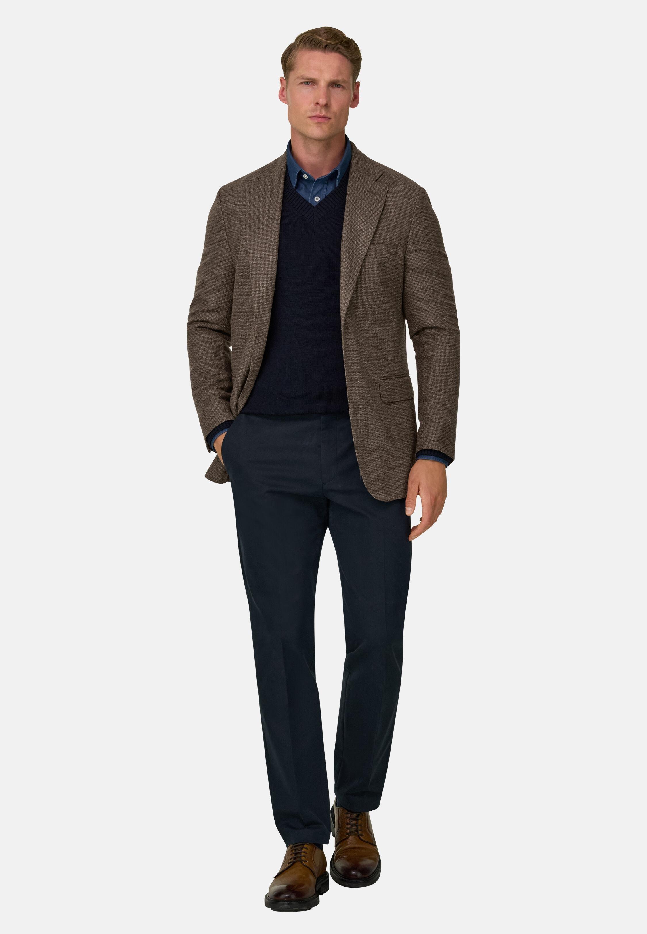 Blazer Micro Patterned Wool Cashmere Brown, Brown, medium