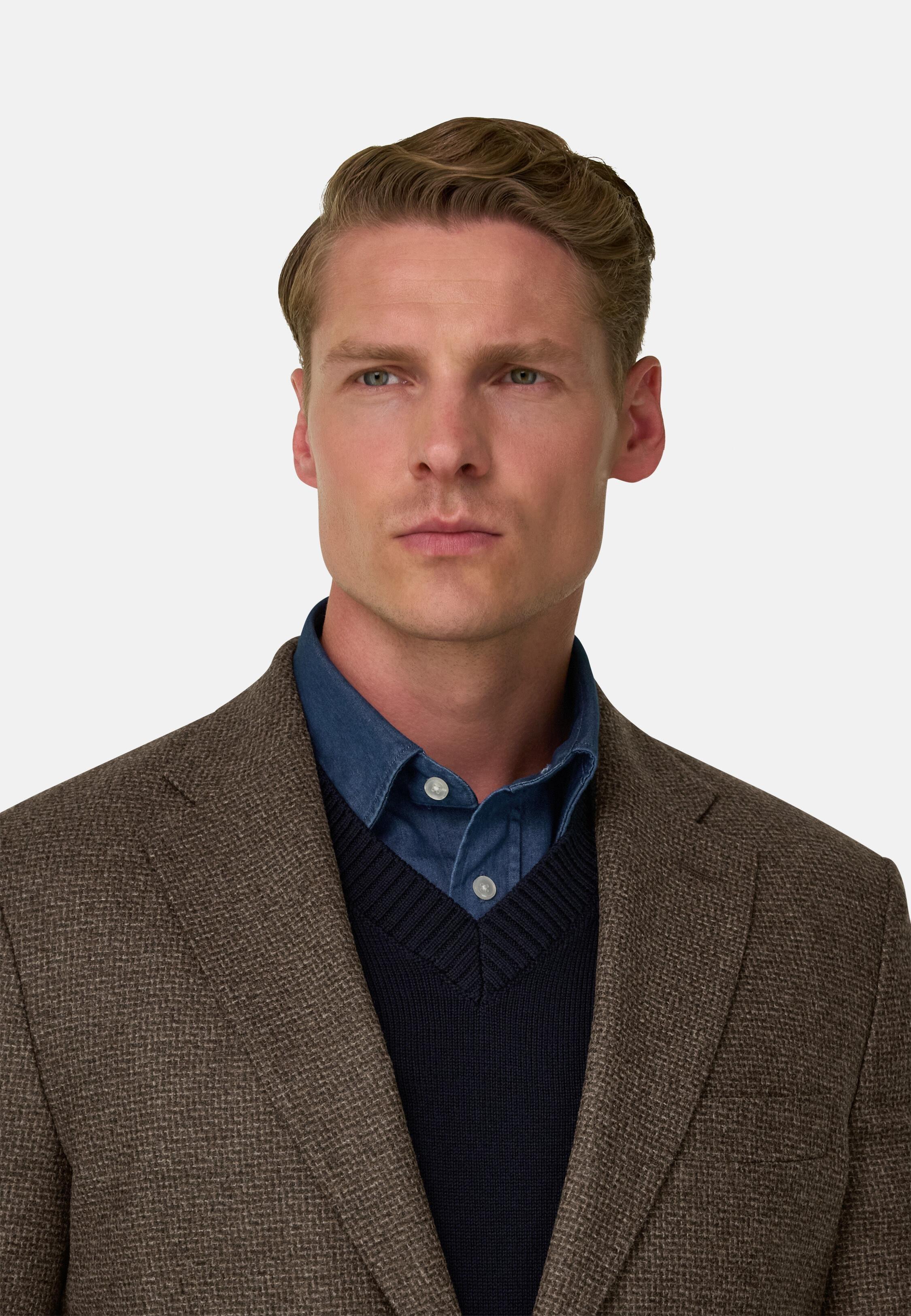 Blazer Micro Patterned Wool Cashmere Brown, Brown, medium